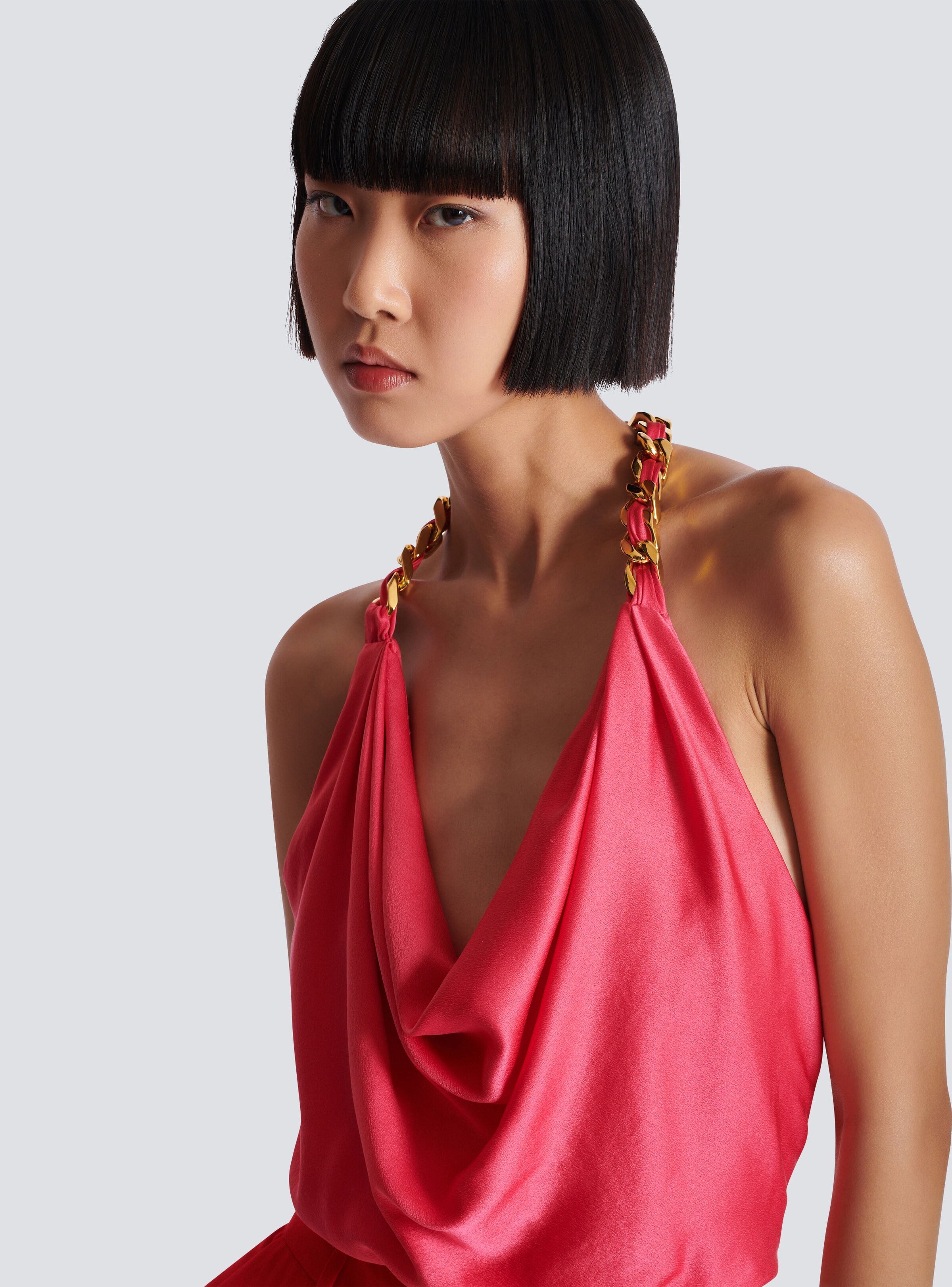 Draped silk halterneck top - 7