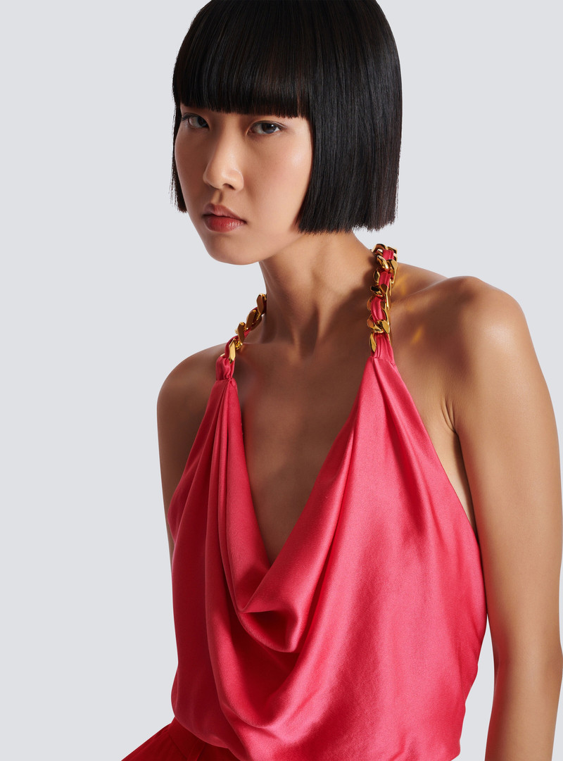 Draped silk halterneck top 7