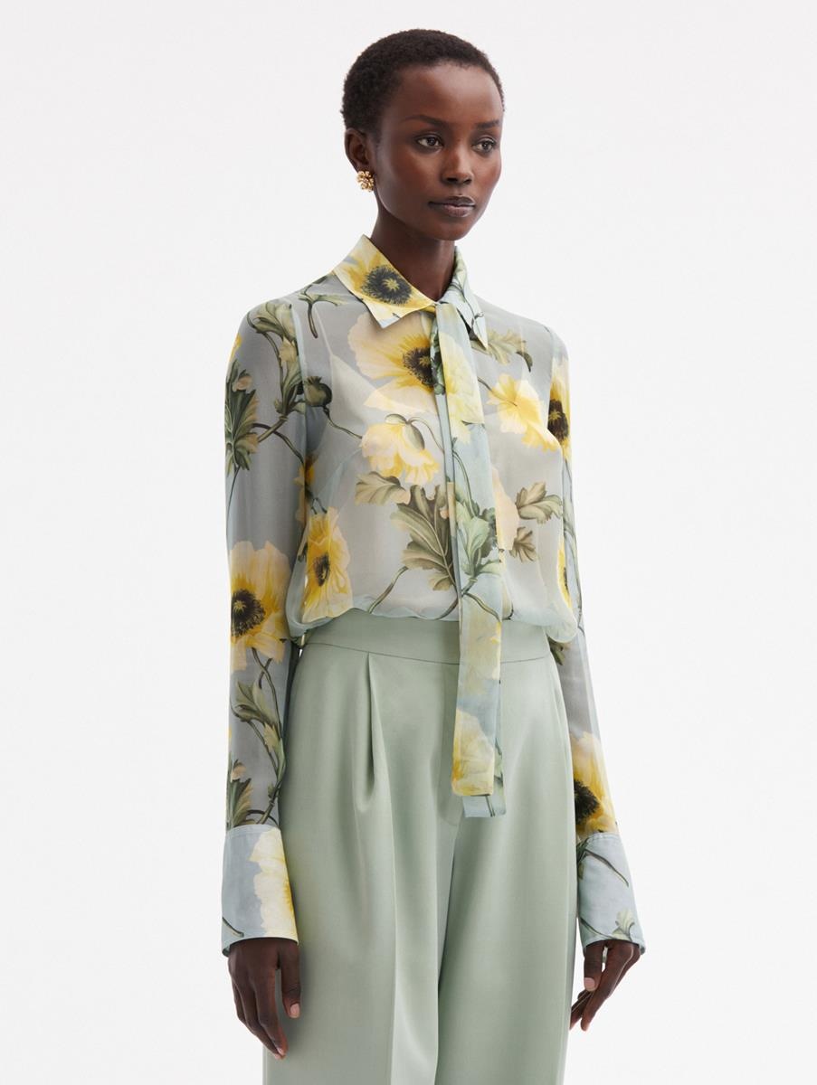 POPPY TIE-NECK CHIFFON BLOUSE - 4