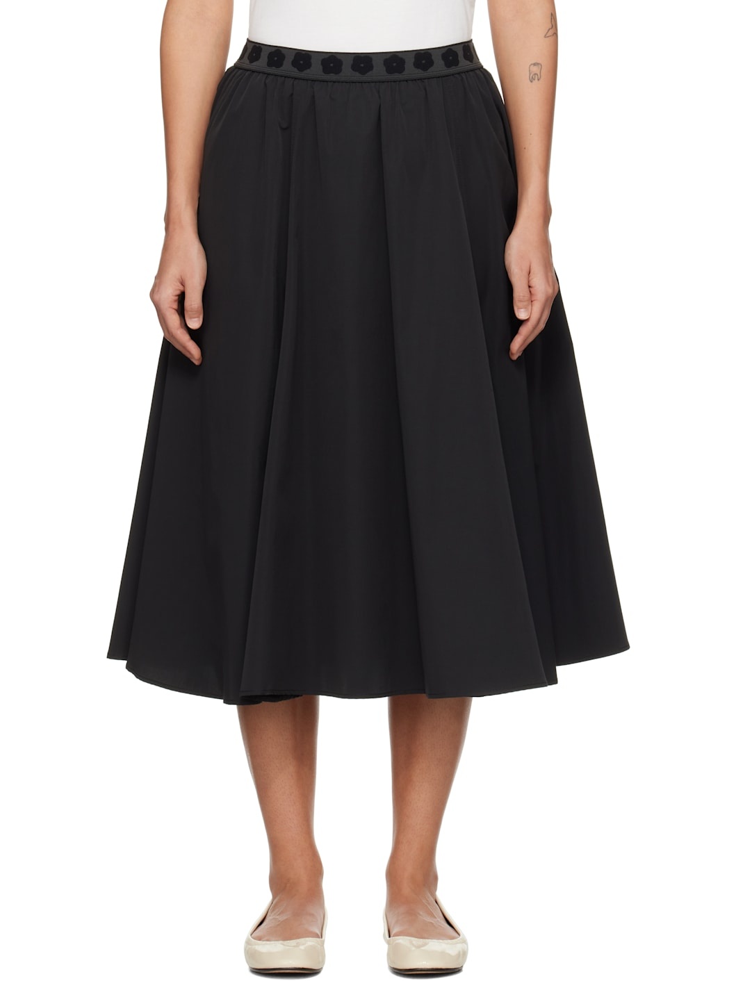 Black Kenzo Paris Boke Flower 2.0 Midi Skirt - 1