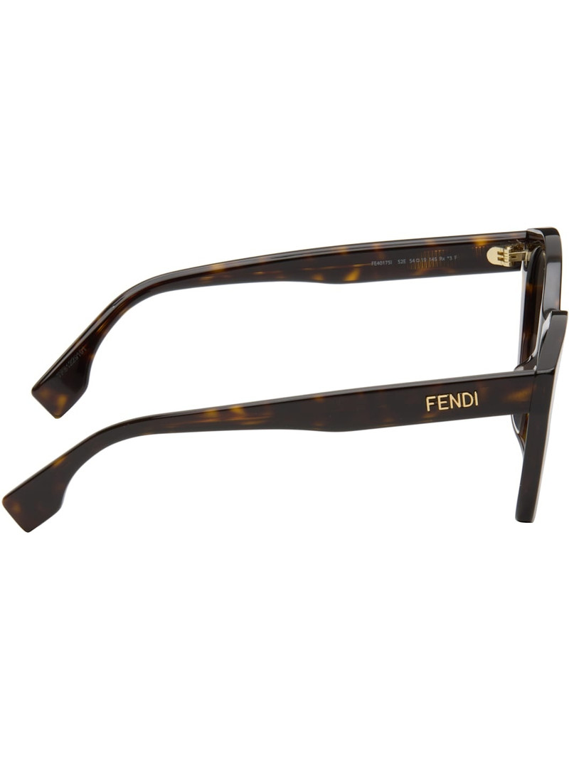 FENDI Black & Brown Lettering Cat-Eye Sunglasses outlook