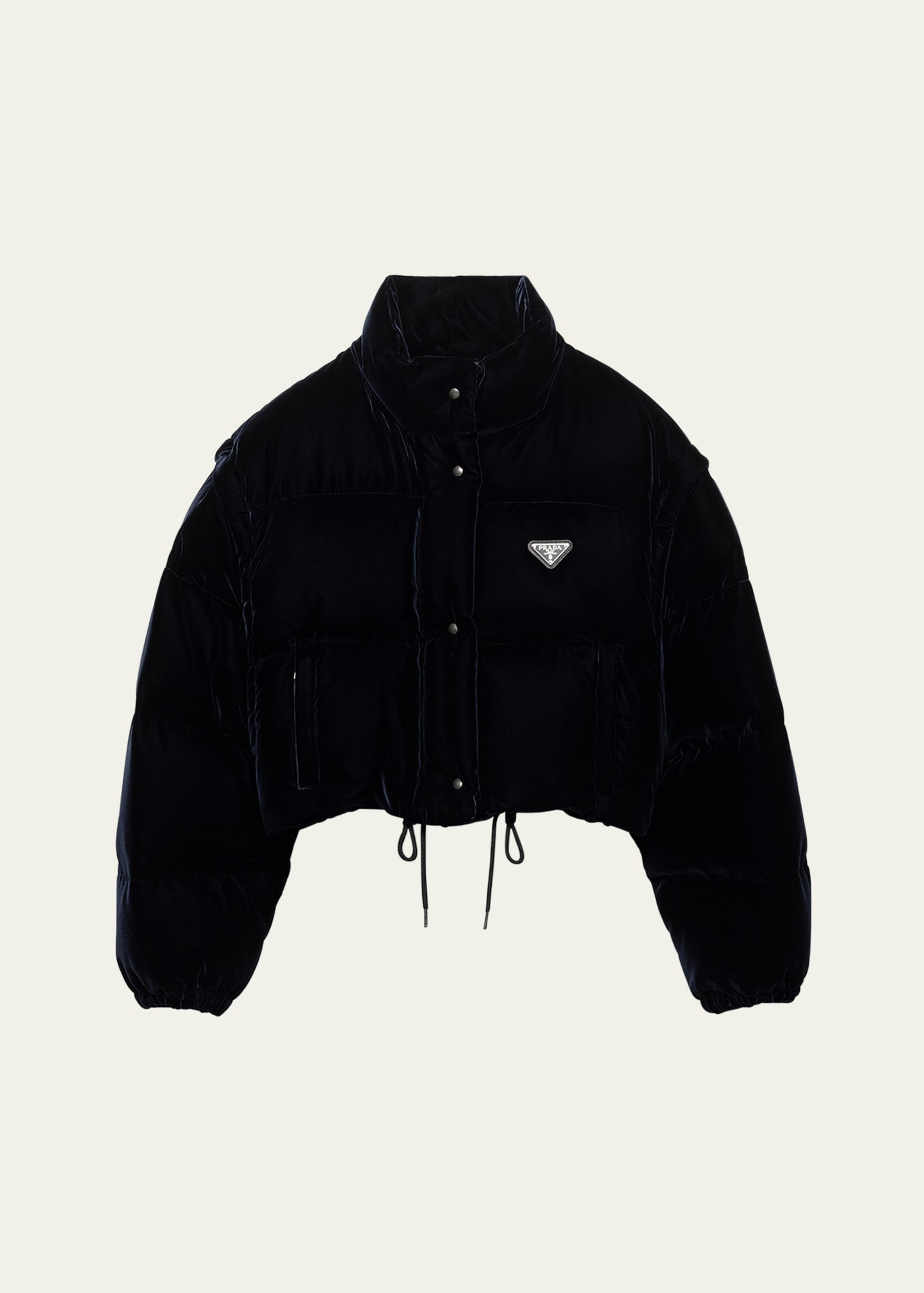 Convertible Cropped Velvet Down Jacket - 1