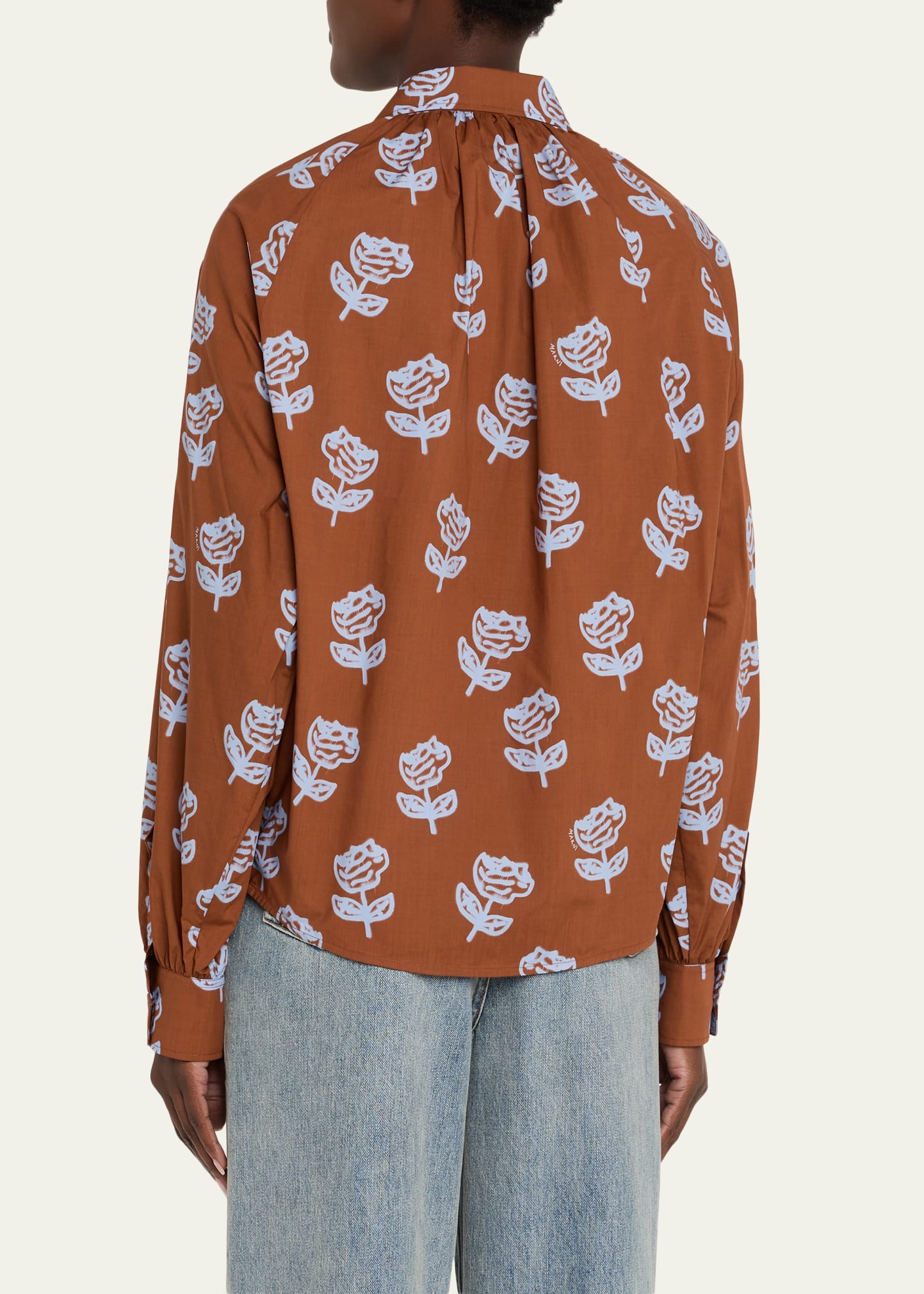 Crop-Print Long Sleeve Raglan Shirt - 3