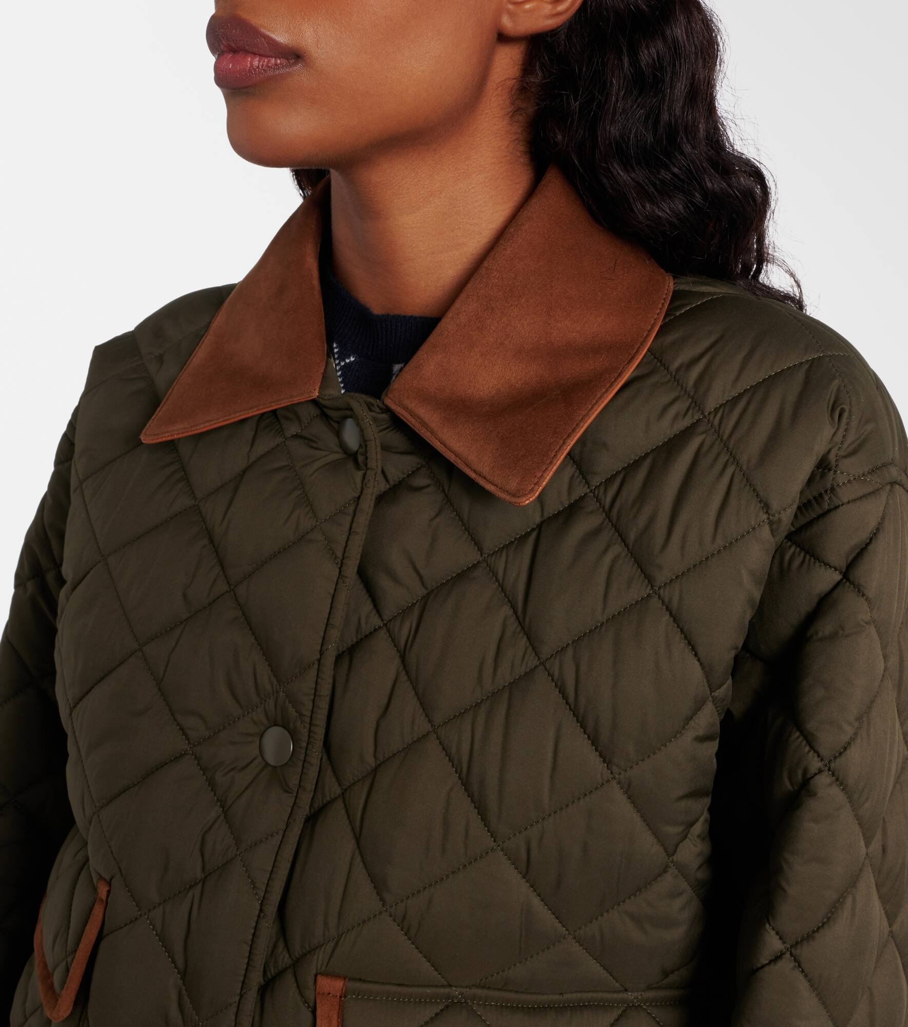 Quilted leather-trimmed jacket - 4
