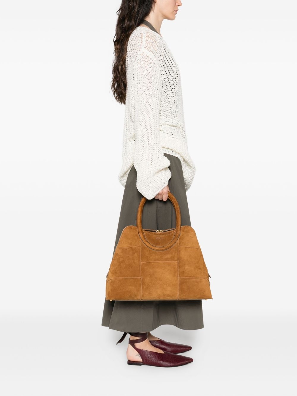 suede panelled tote bag - 2