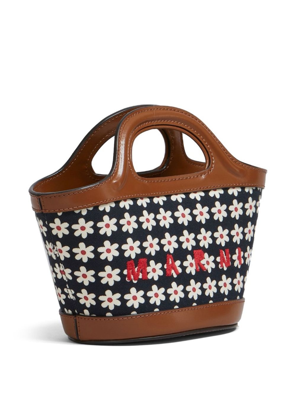 BLACK CANVAS TROPICALIA MICRO BAG WITH DAISY PRINT (RED/WHITE/BLACK) - 4