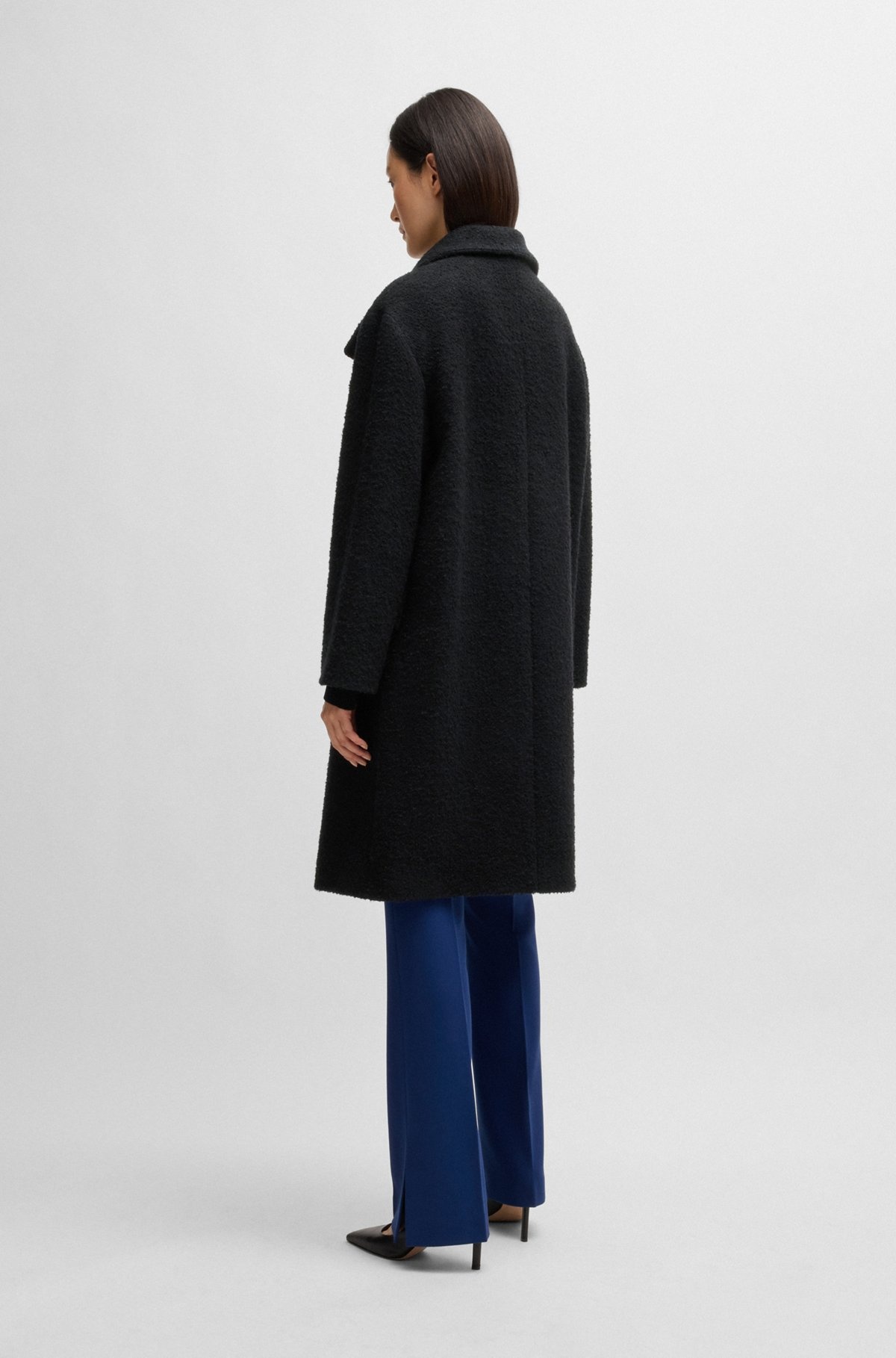 FUNNEL-NECK COAT IN PATTERNED MELANGE FABRIC - 4