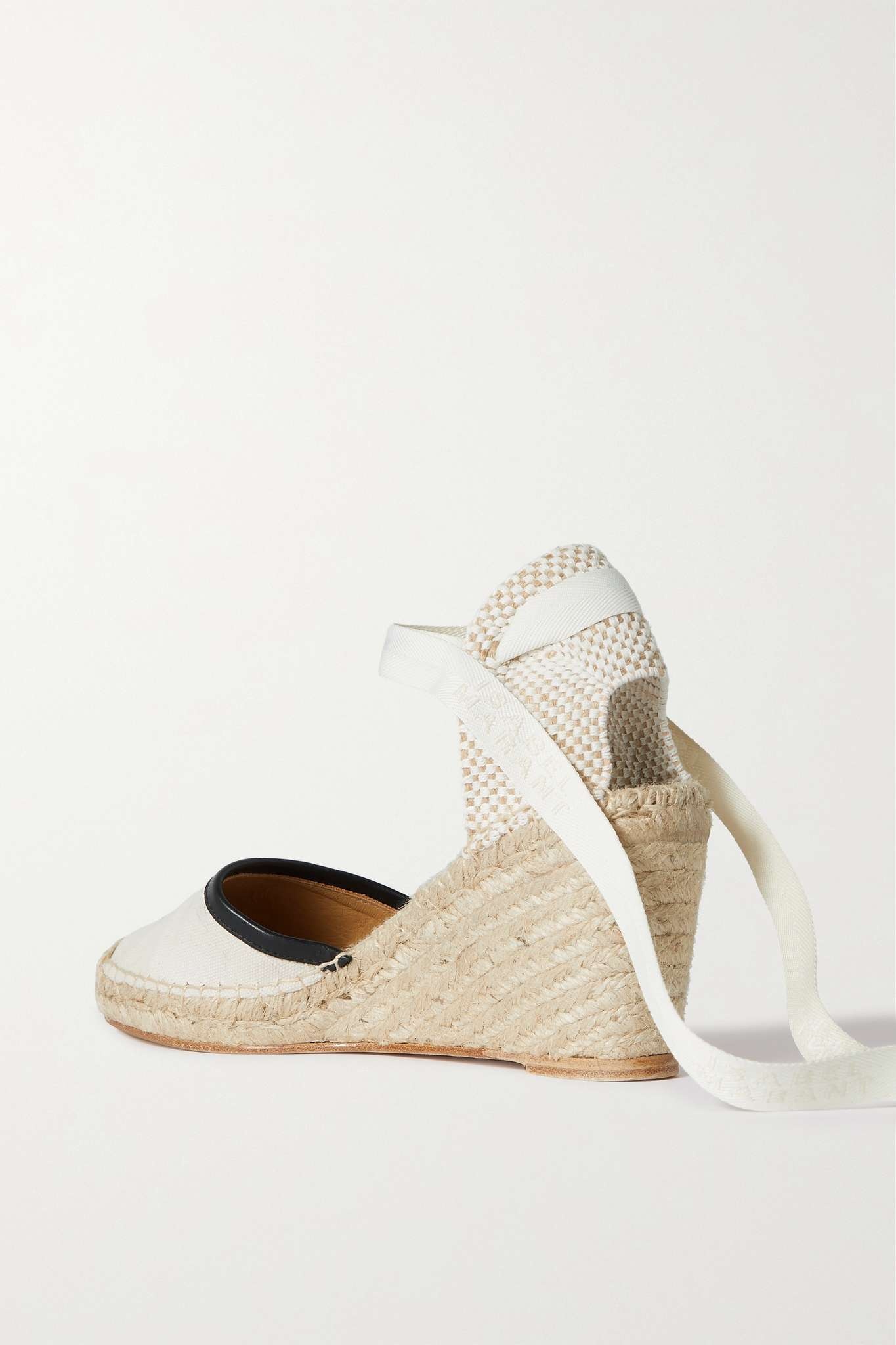 Alfafi leather-trimmed canvas wedge espadrilles - 3
