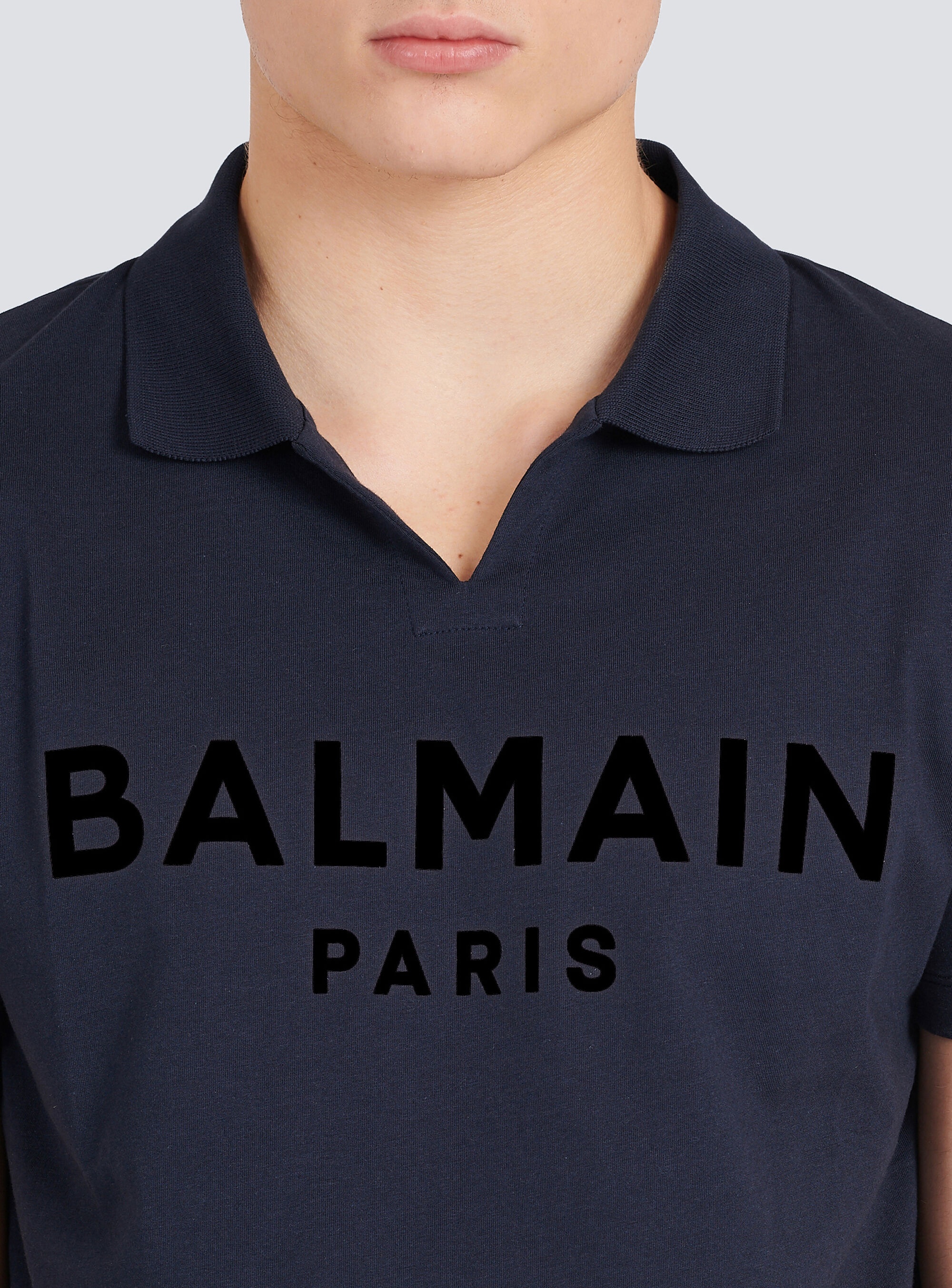 Eeco-designed cotton polo with black Balmain logo print - 7