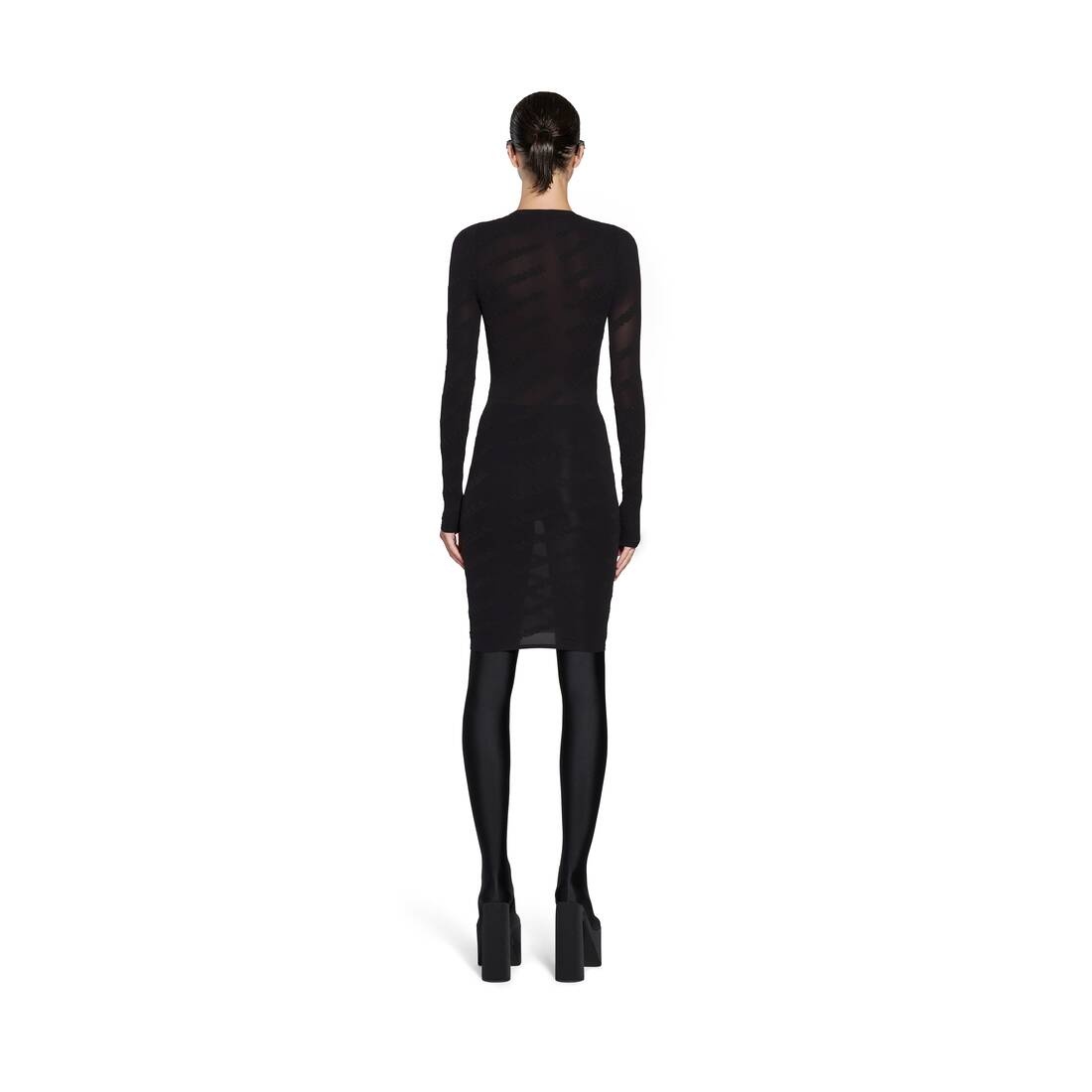 Women's Mini Allover Logo Dress in Black - 4