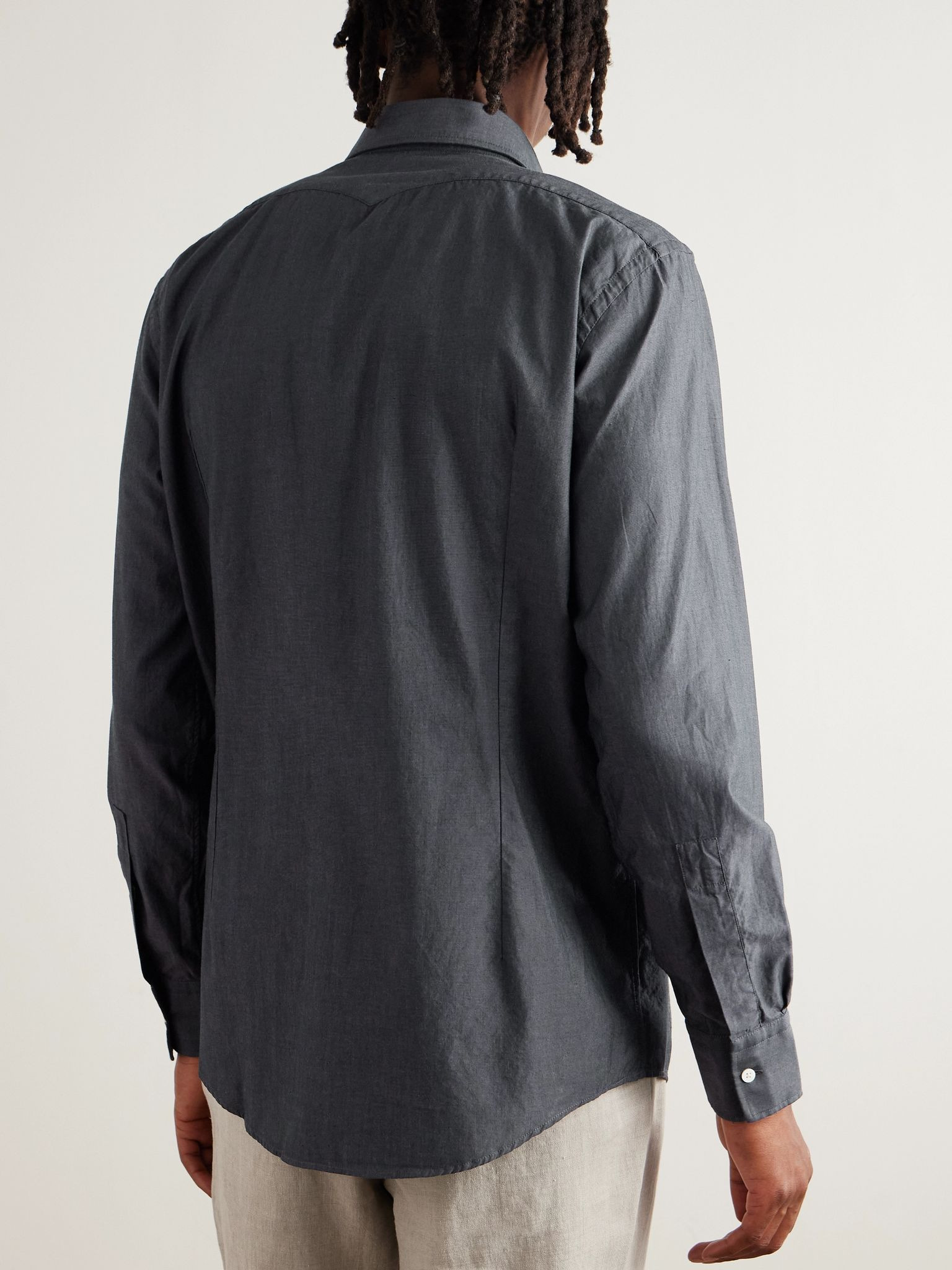 Arizona Cotton-Poplin Shirt Navy - 3
