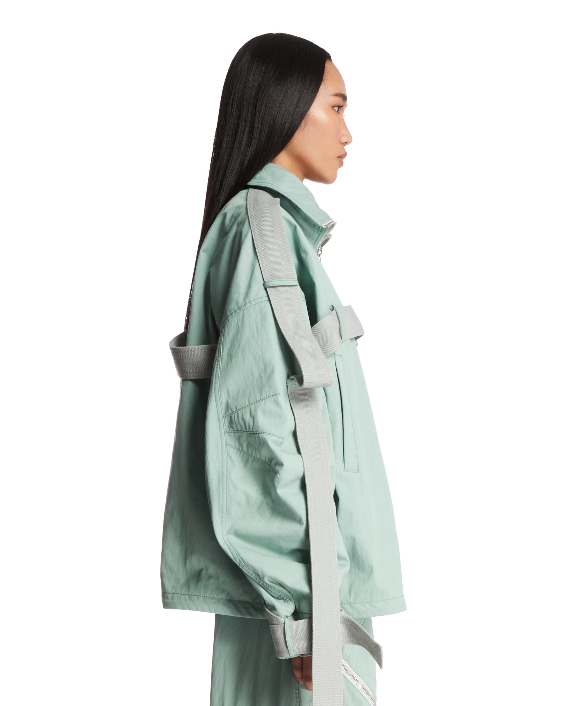 Green Gabardine Bomber Jacket - 5