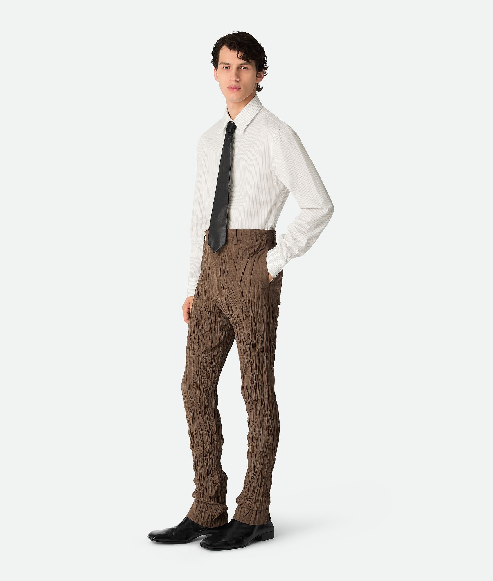 Crushed Wool Slim Trousers - 2