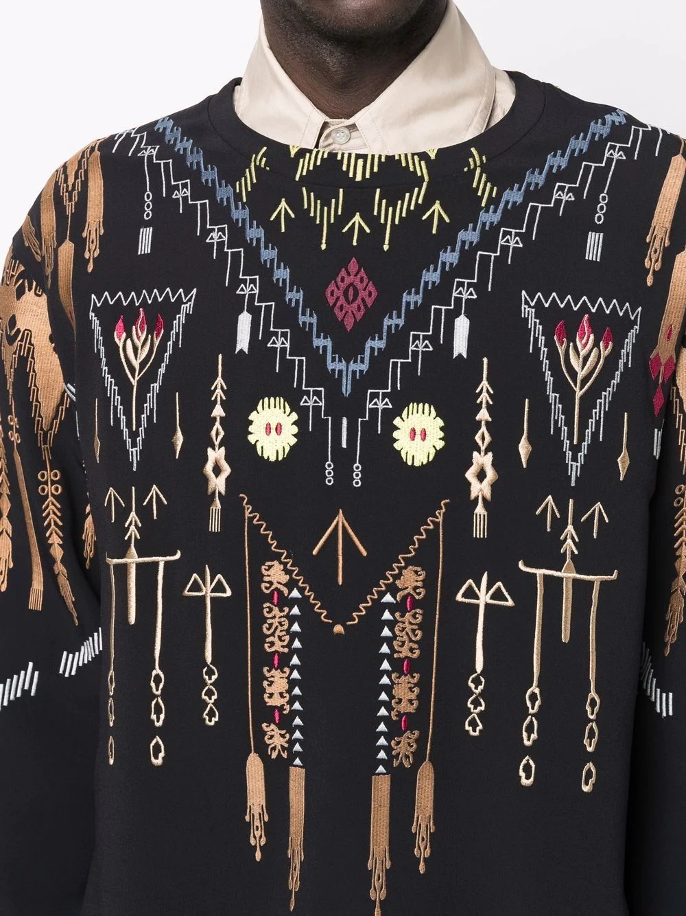 geometric embroidered sweatshirt - 5