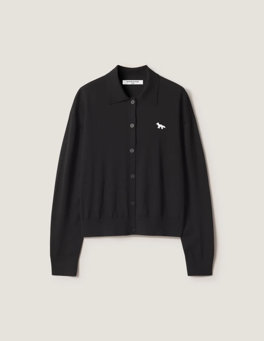 PROFILE FOX MERINO RELAXED POLO CARDIGAN - 1