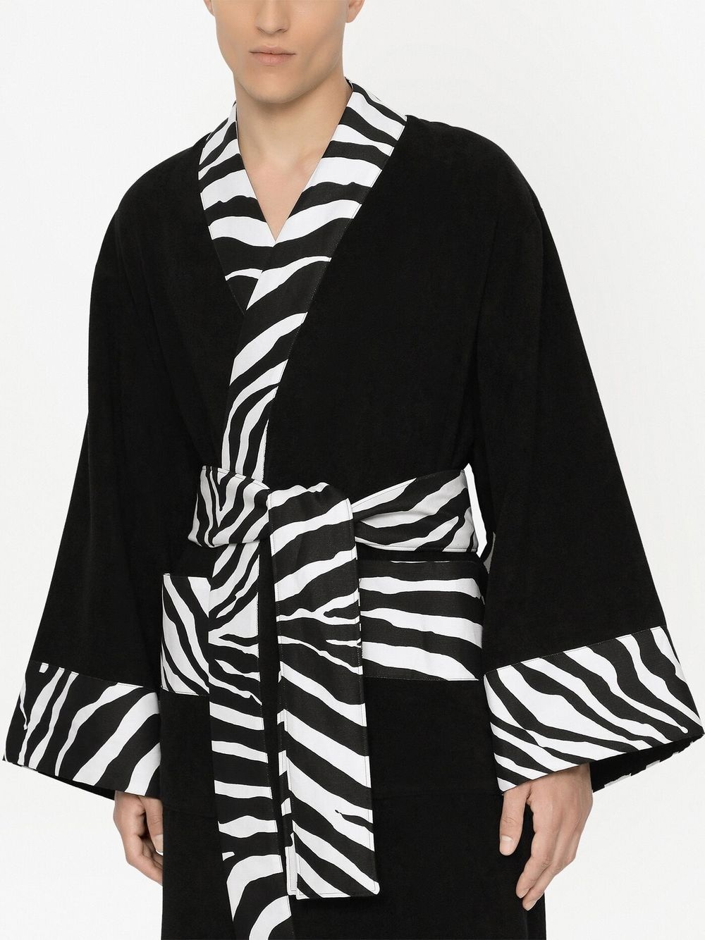 leopard print-trim bathrobe - 5