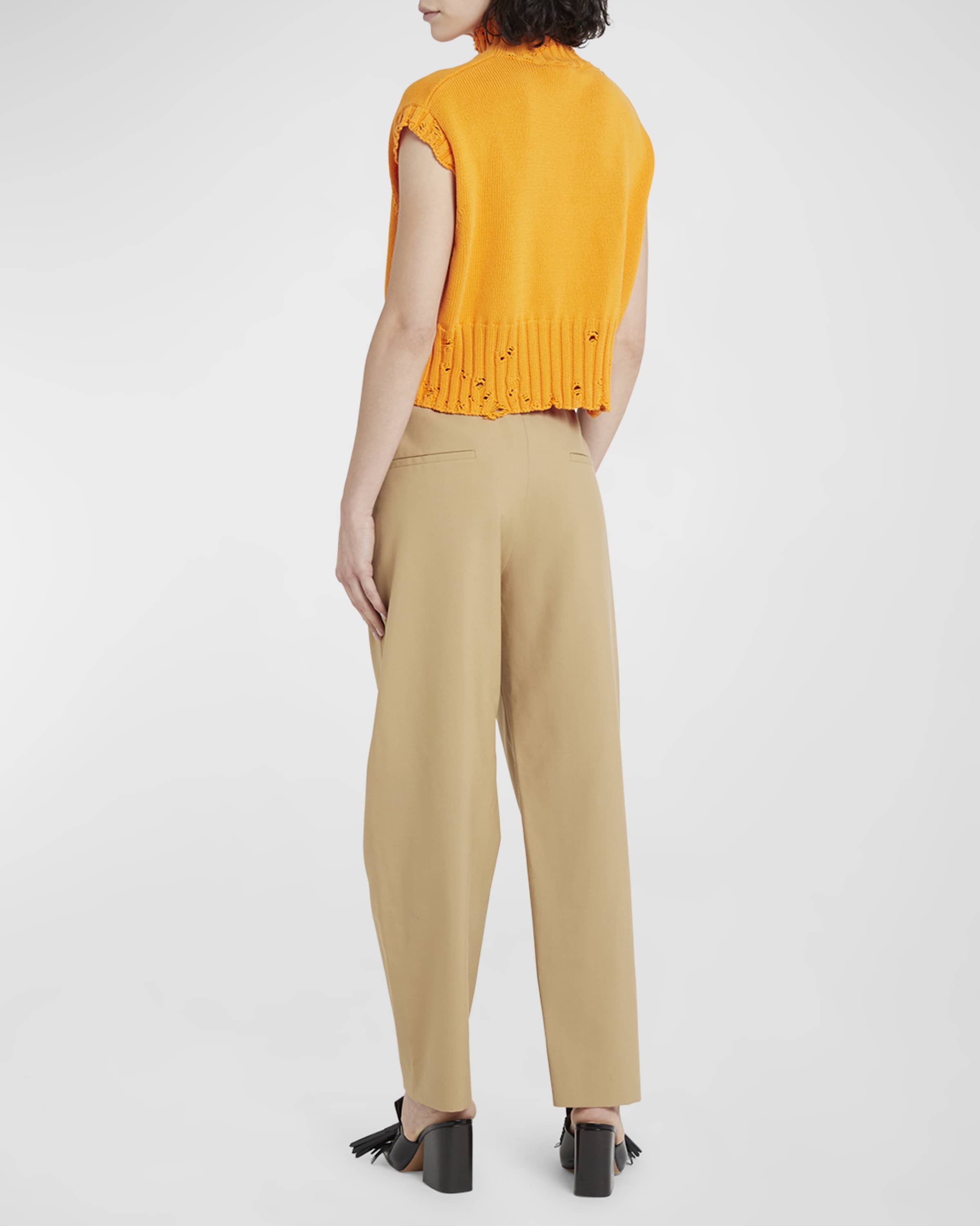 Straight-Leg Wool Trousers with Logo Stitching - 3