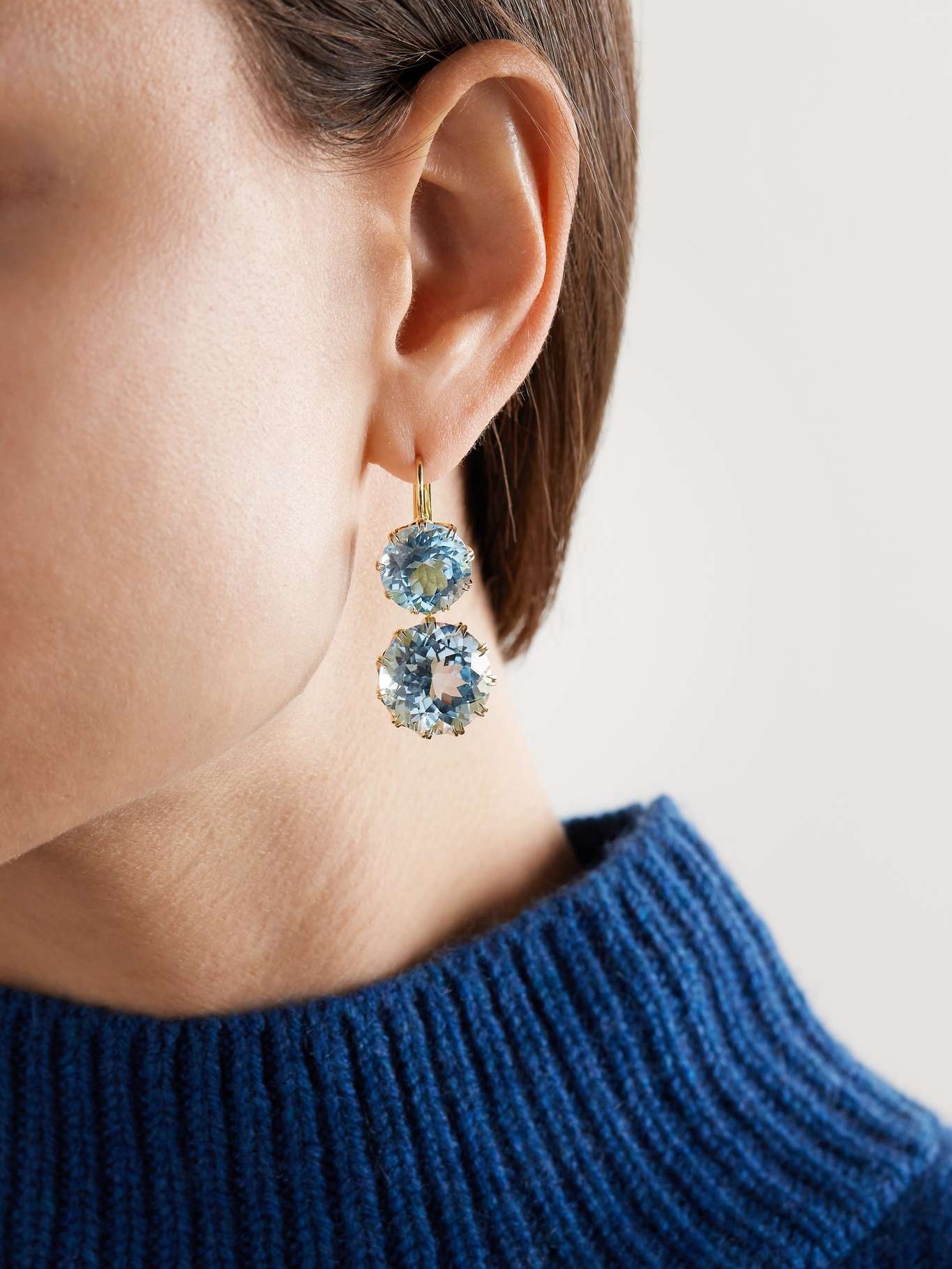 Crown 18-karat gold topaz earrings - 2