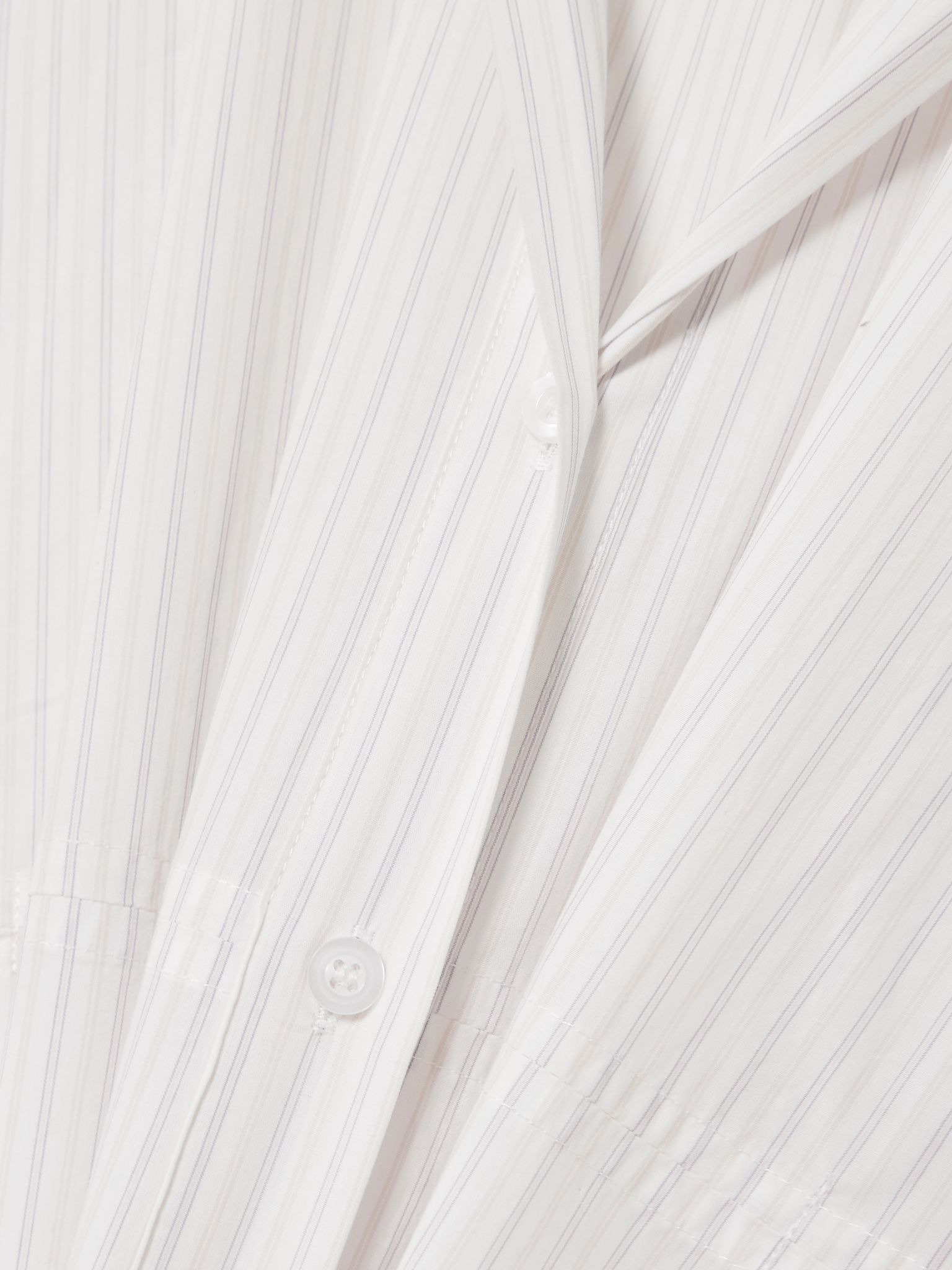 Room drawstring striped organic cotton-poplin shirt Off-white - 4