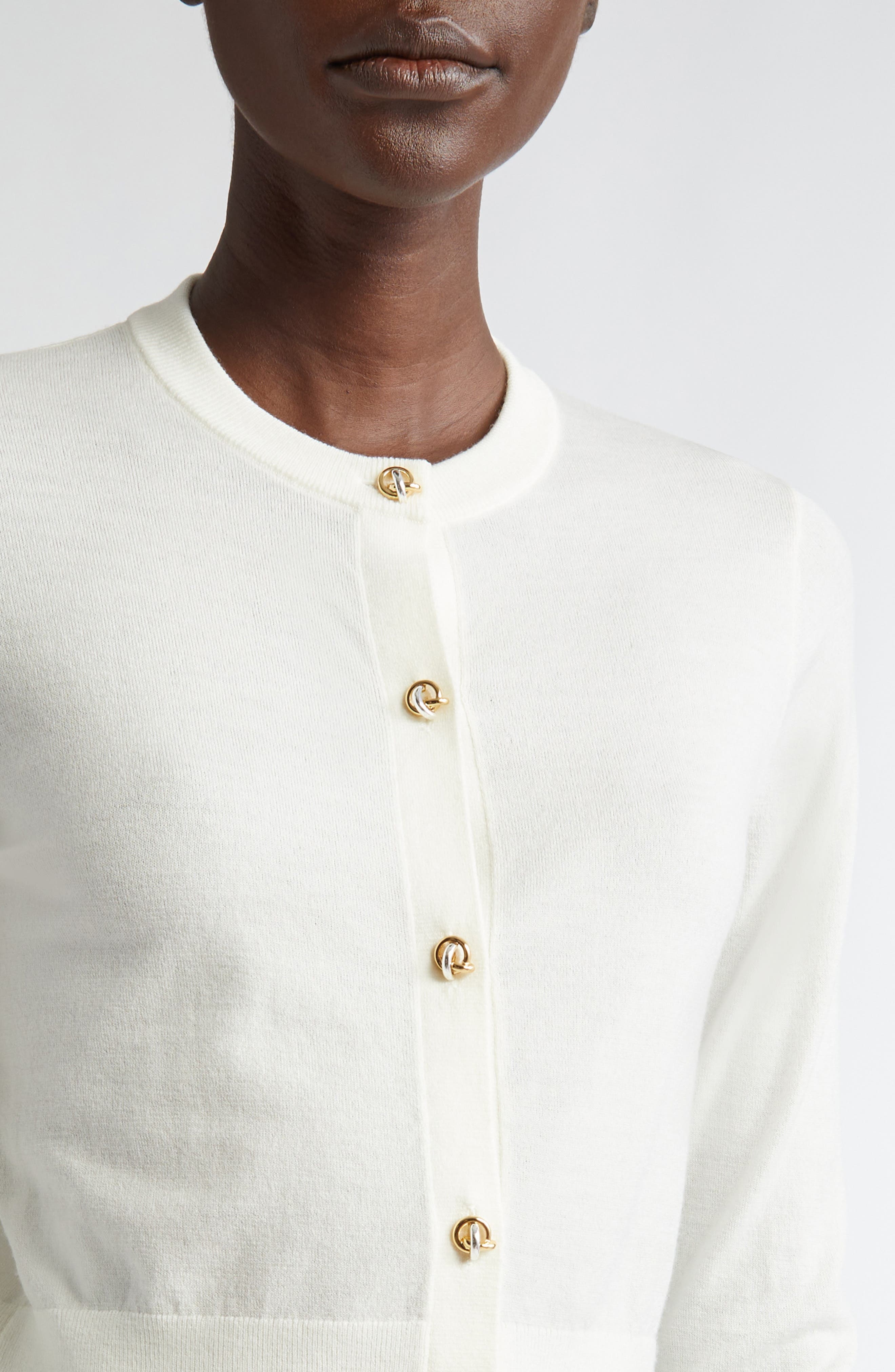 Altuzarra Arlette Merino Wool Blend Cardigan in Ivory at Nordstrom - 4