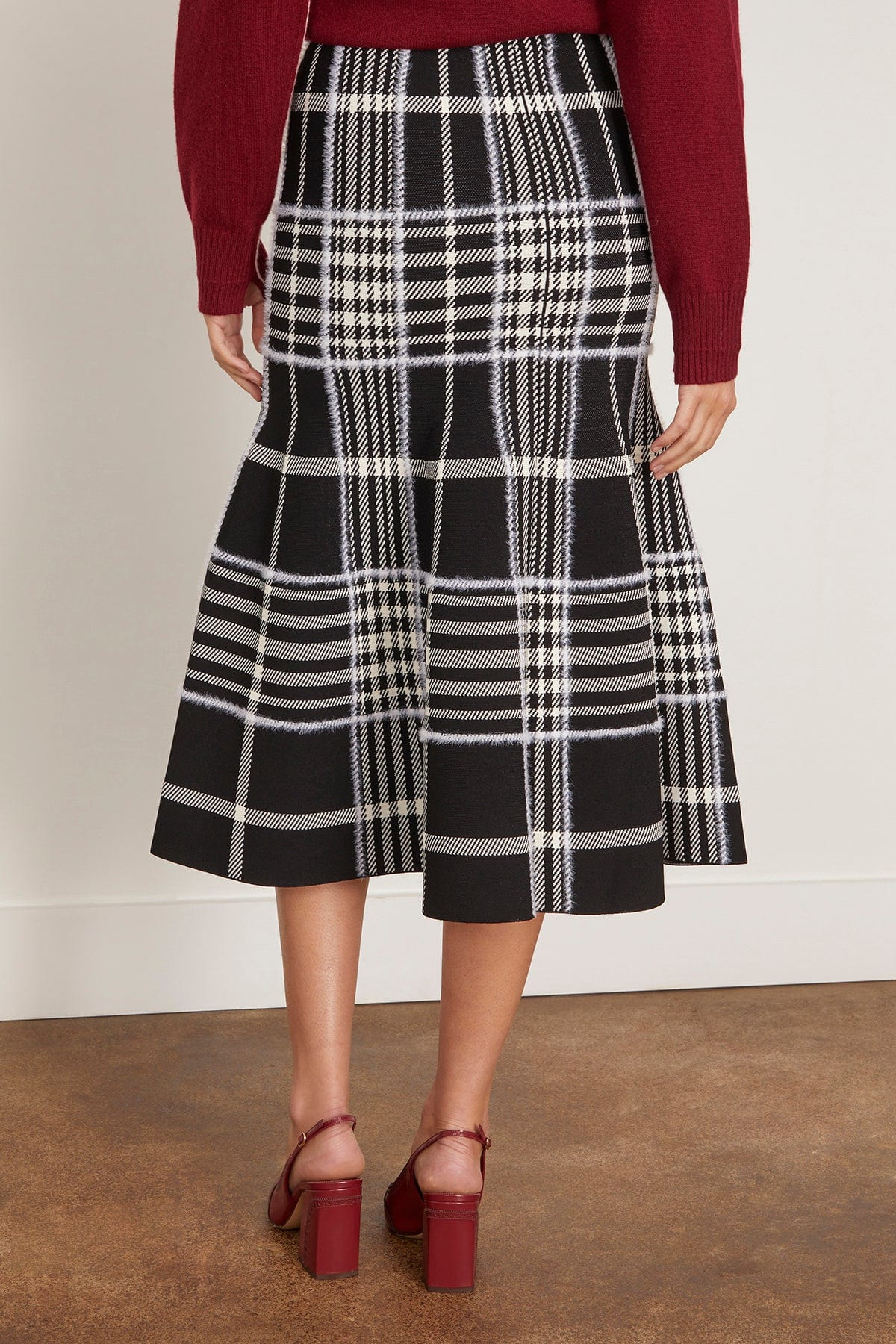 The Rory Flare Knit Skirt in Black Plaid - 4