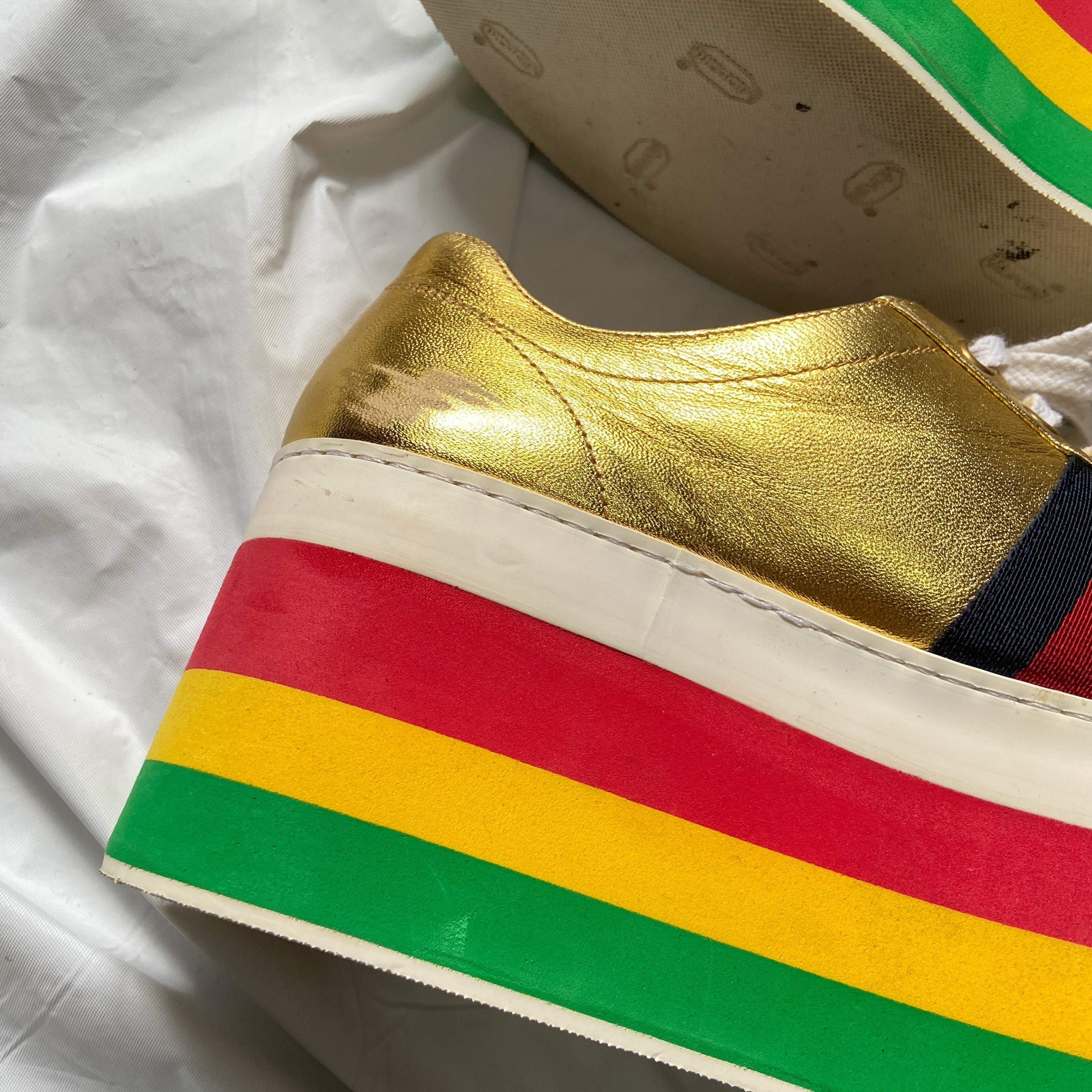 Gucci Peggy rainbow gold platform ace sneaker 38 - 6