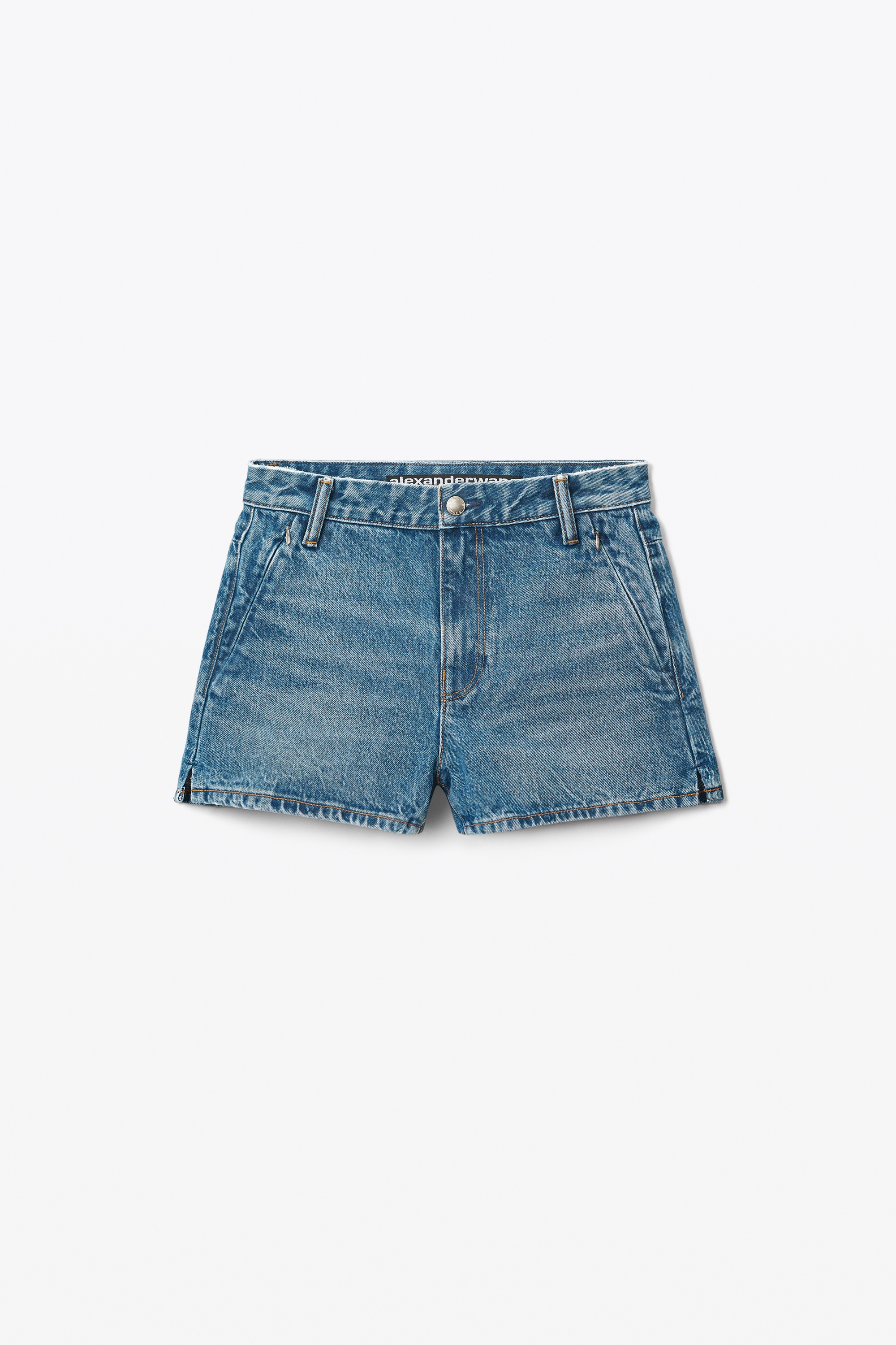 HIGH RISE INVISIBLE ZIP SHORT IN DENIM - 1