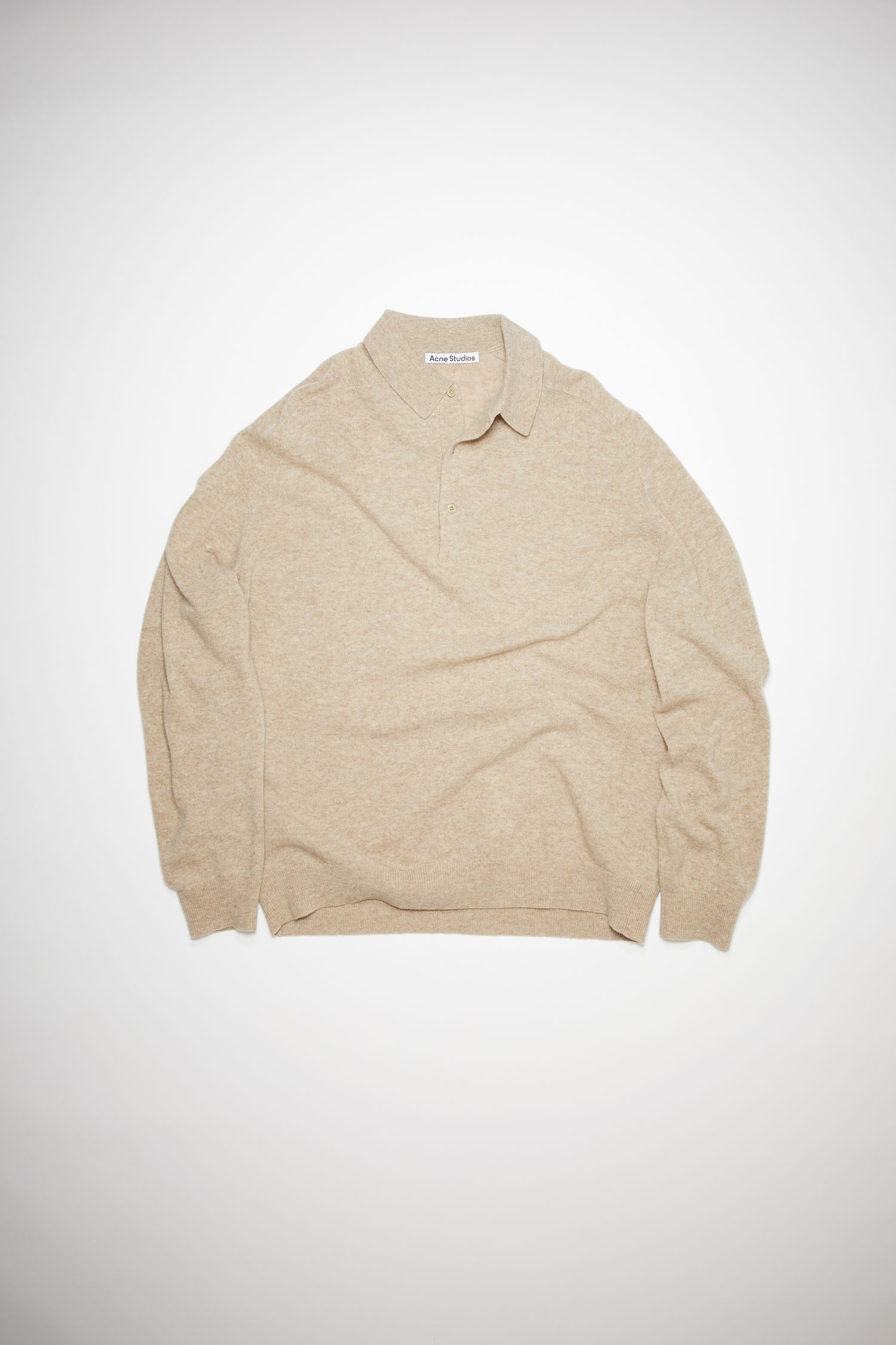 Long sleeve polo - Sand beige - 1