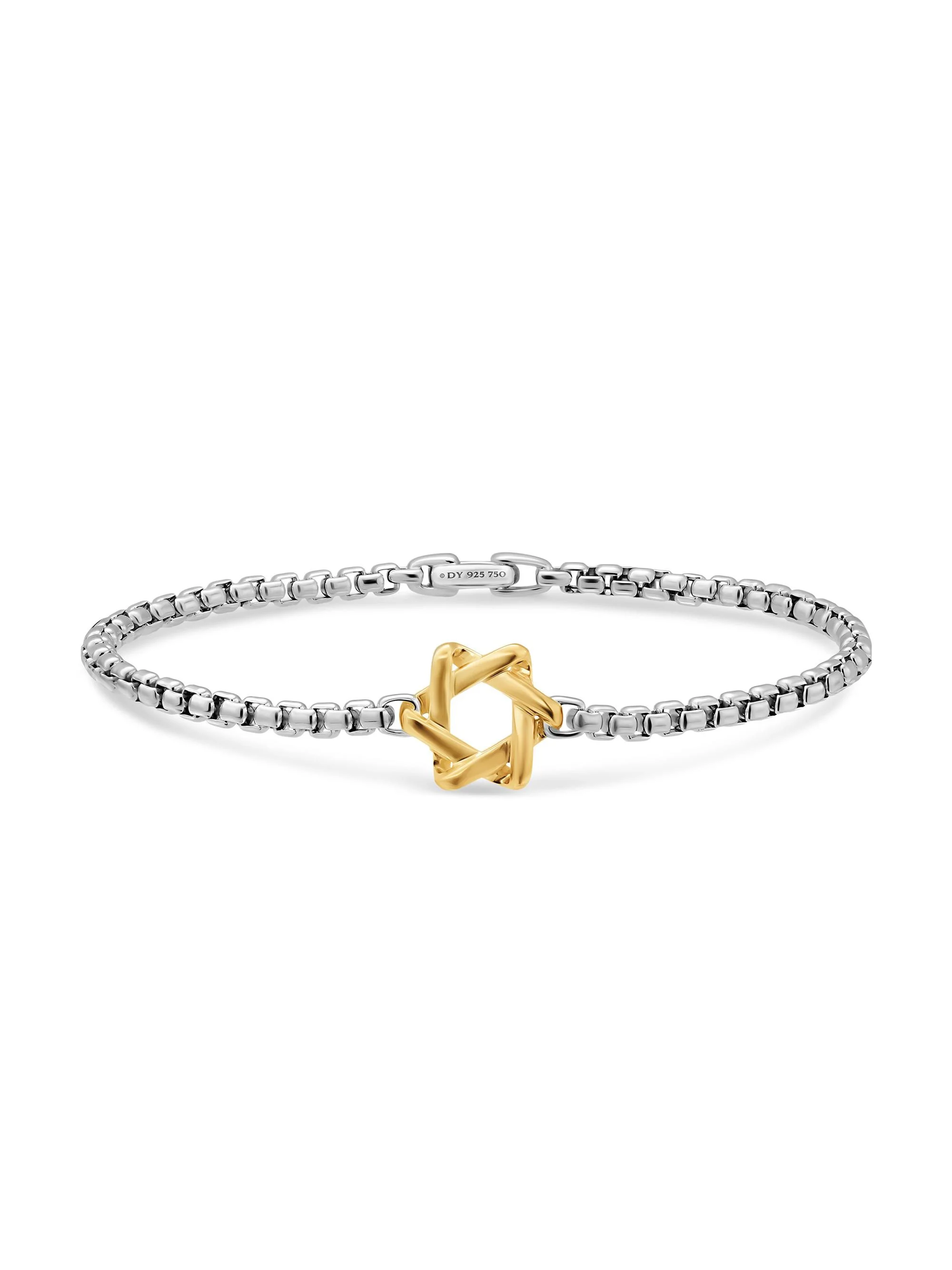 Men's Star of David Station Bracelet in Sterling Silver - Silver - 1