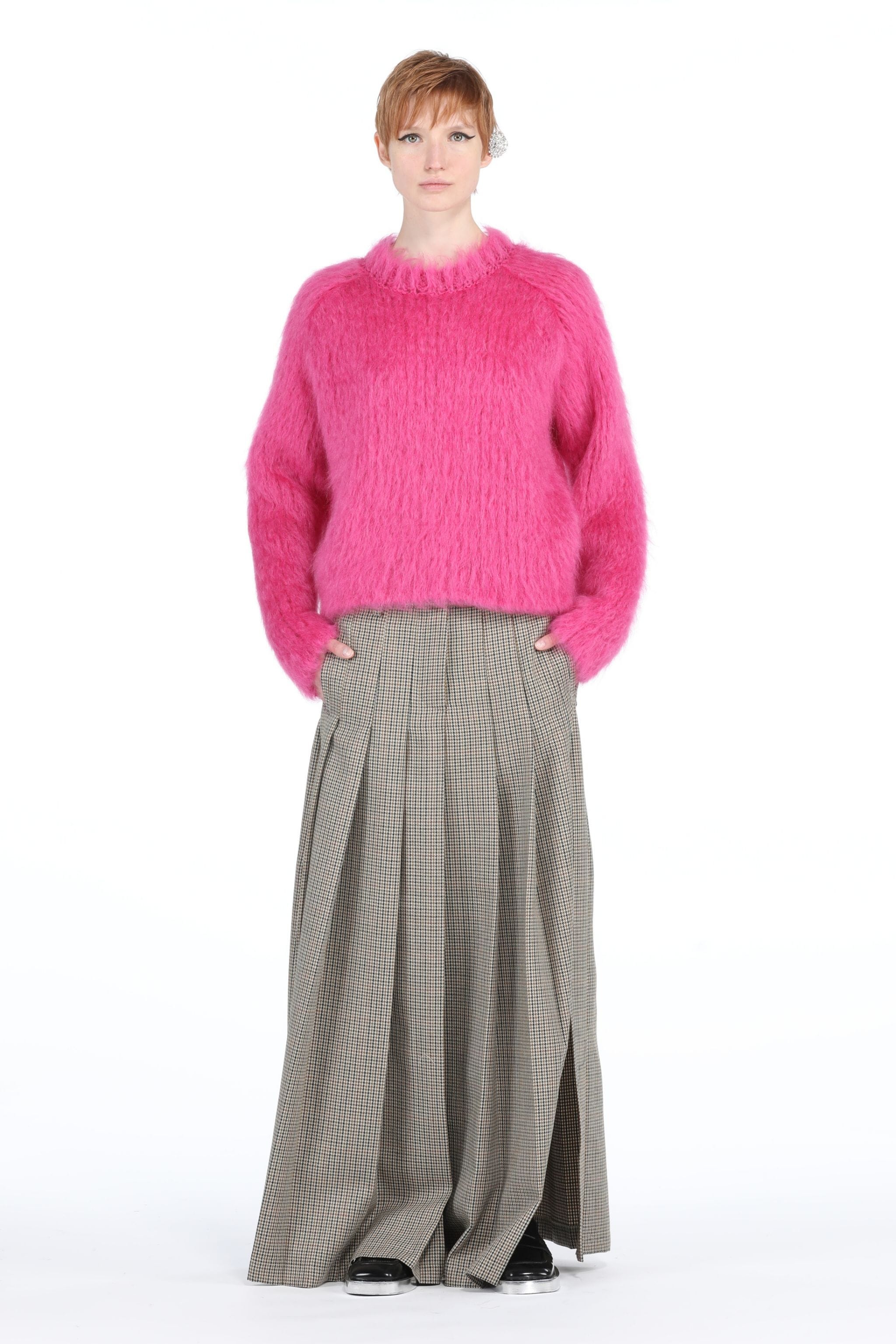 CHECKED PLEATED MAXI SKIRT - 4