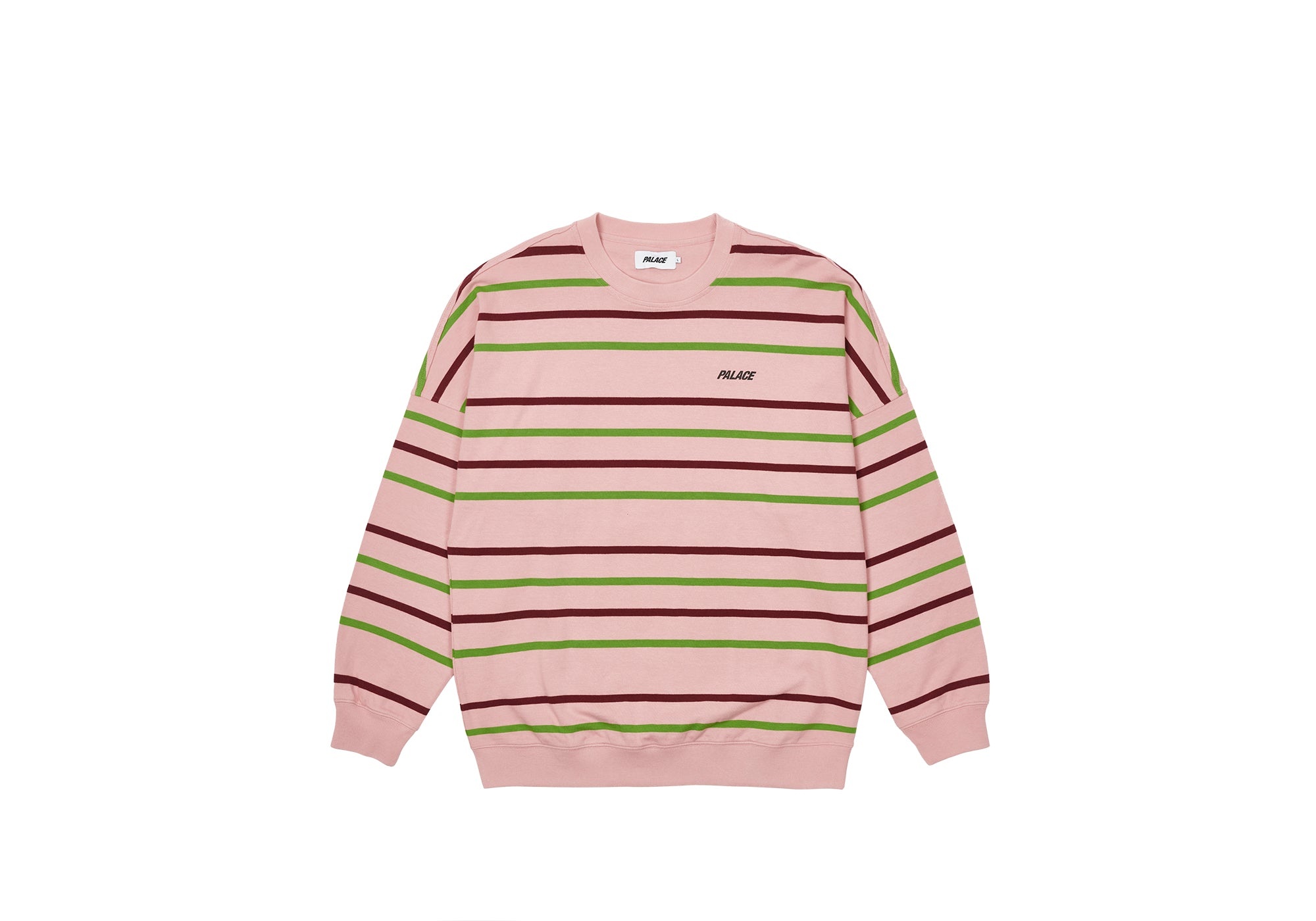 STRIPE DROP SHOULDER CREW PINK - 1