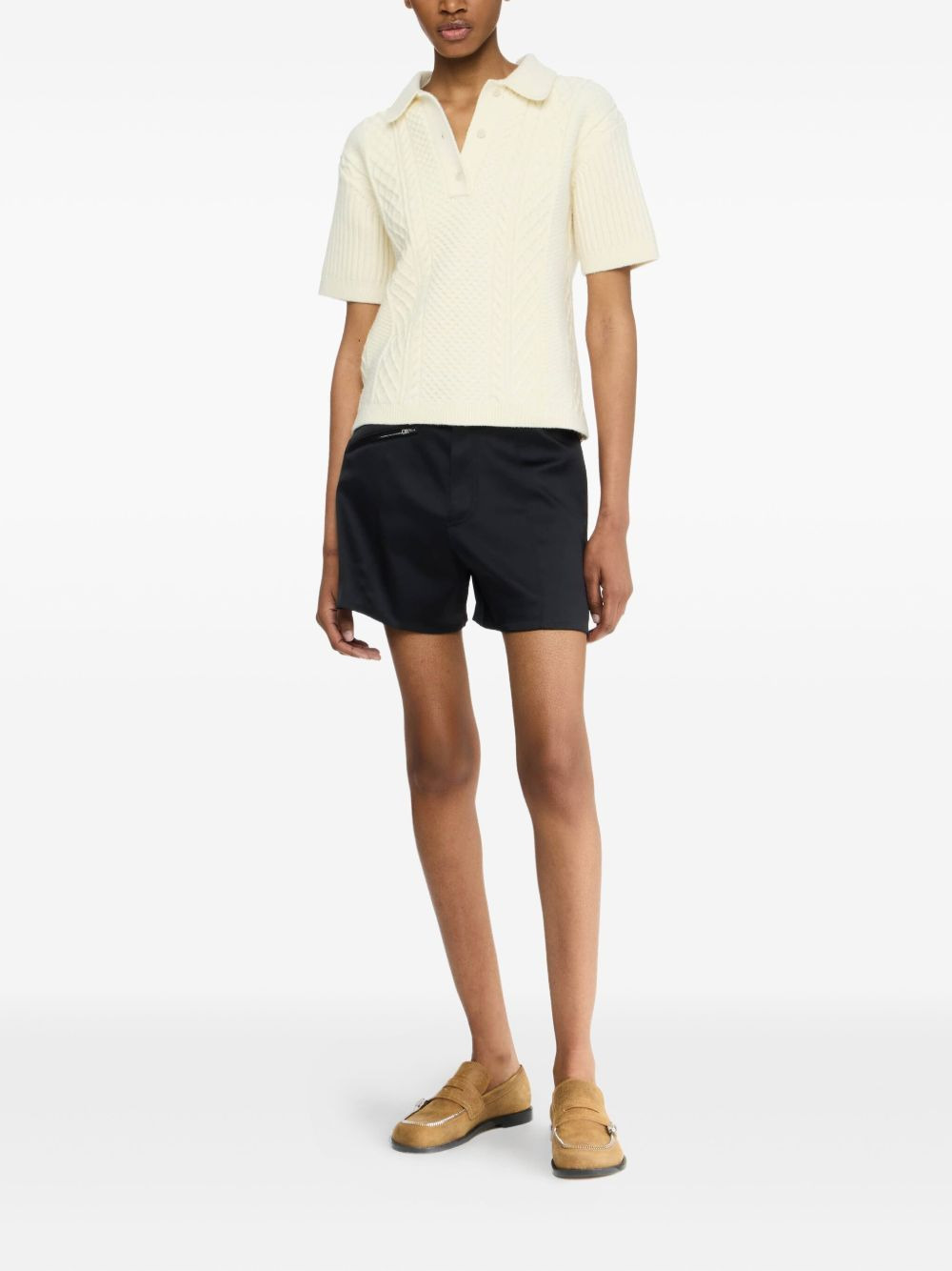 cable-knit polo top - 2