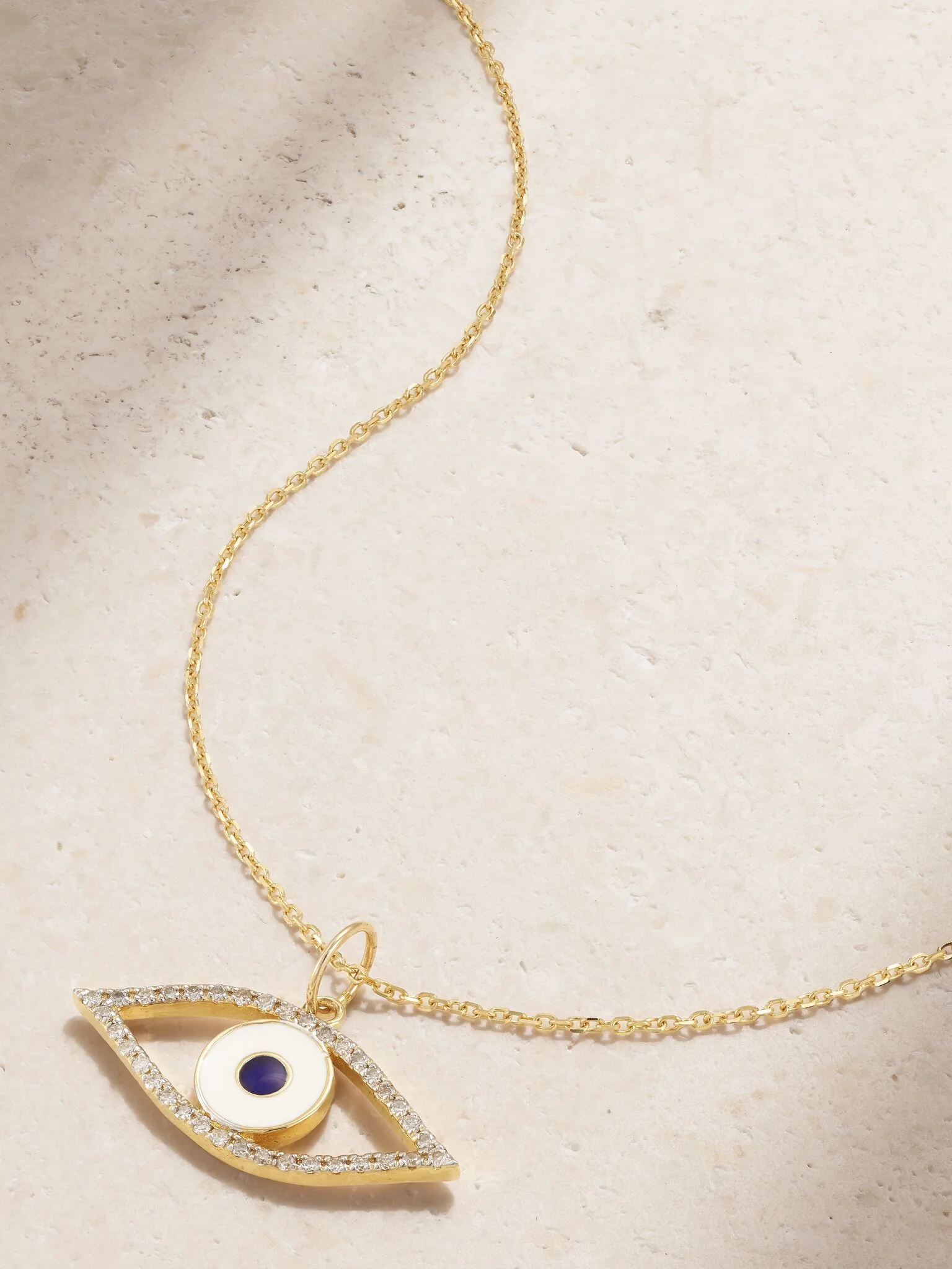 Eye of Protection 14-karat gold, enamel and diamond necklace Gold - 1