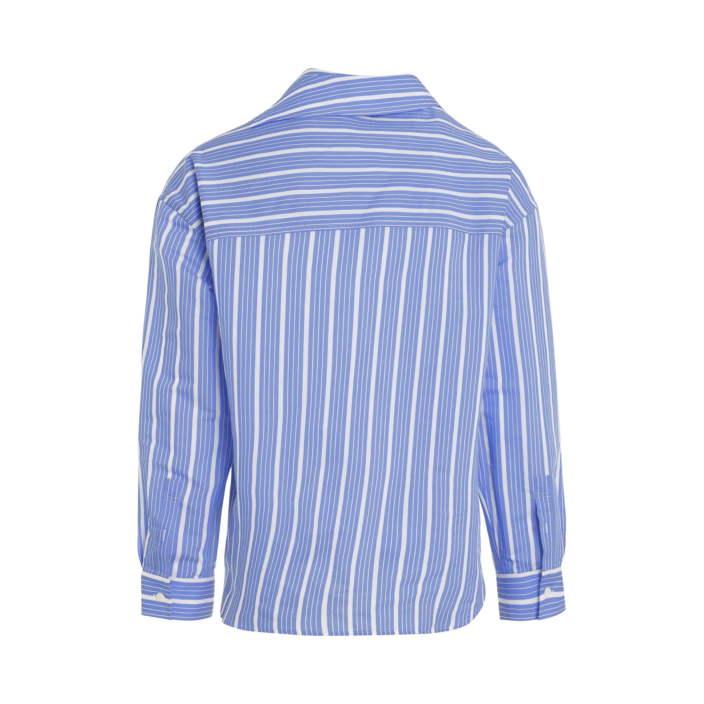Cuadro Asymmetric Shirt in Blue Stripe - 4