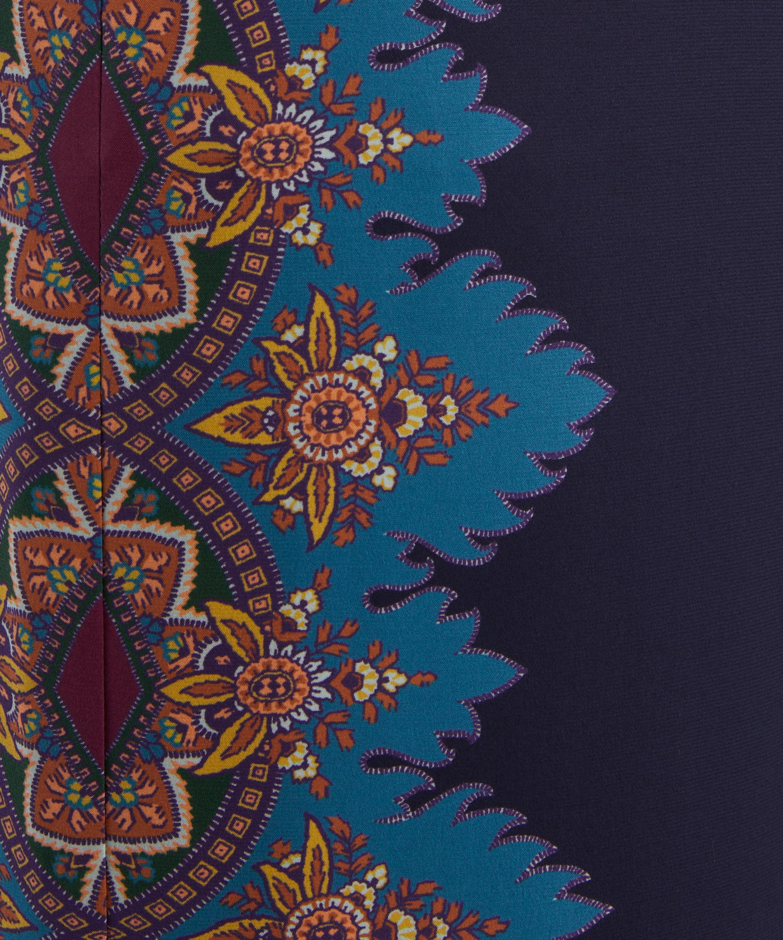 Navy Paisley Silk Trousers - 5
