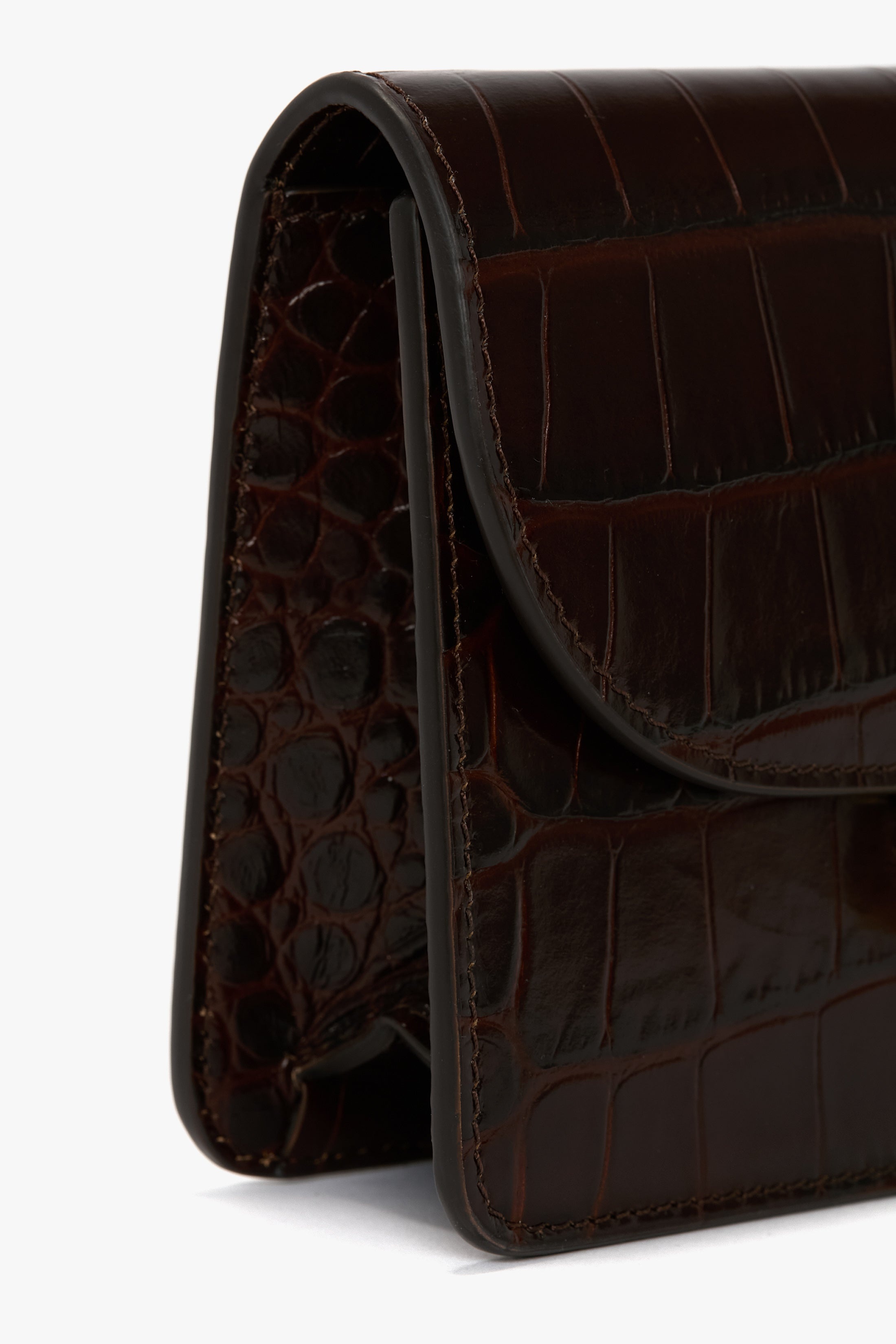 Nano Dorian Belt Bag In Dark Brown Croc Embossed Leather - 7