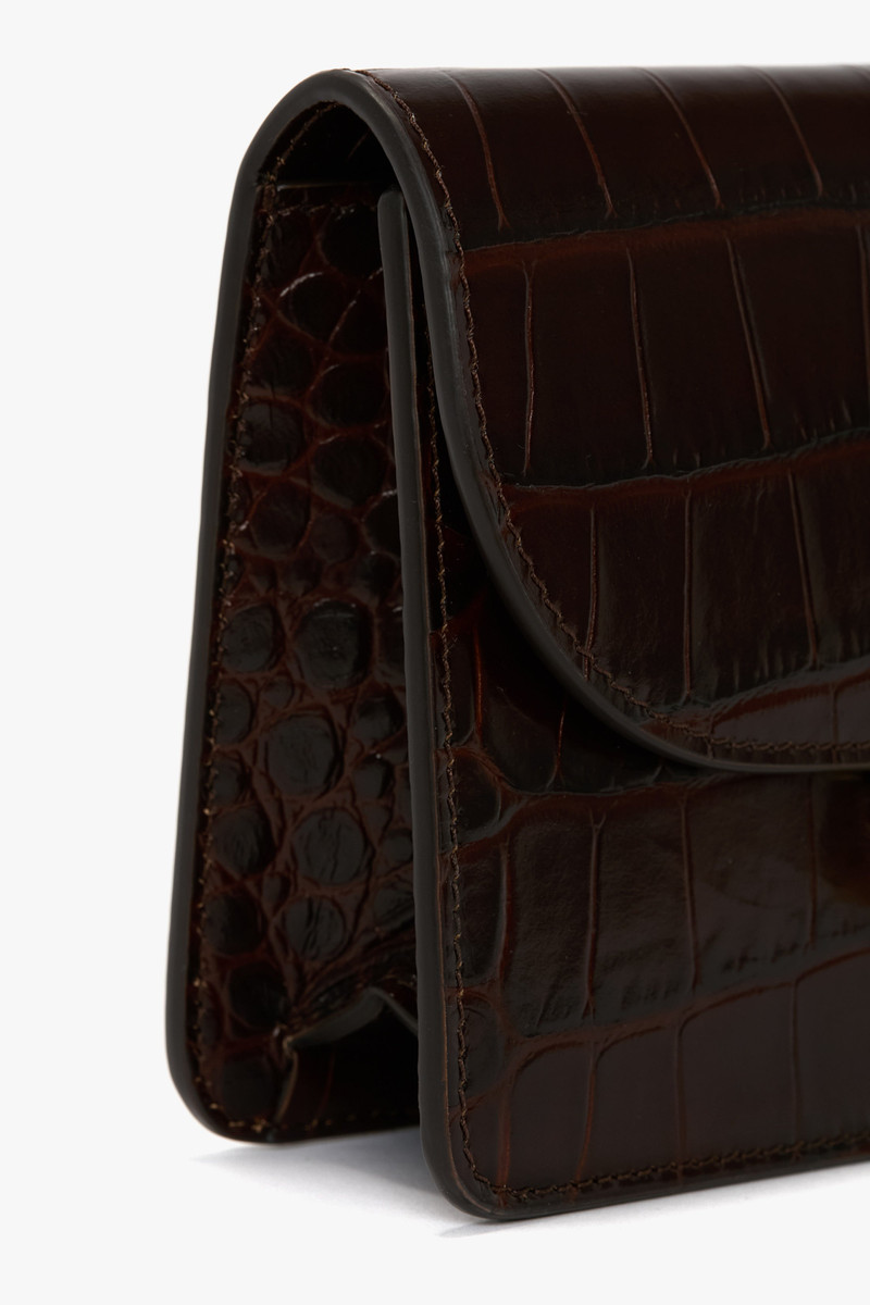 Nano Dorian Belt Bag In Dark Brown Croc Embossed Leather 7