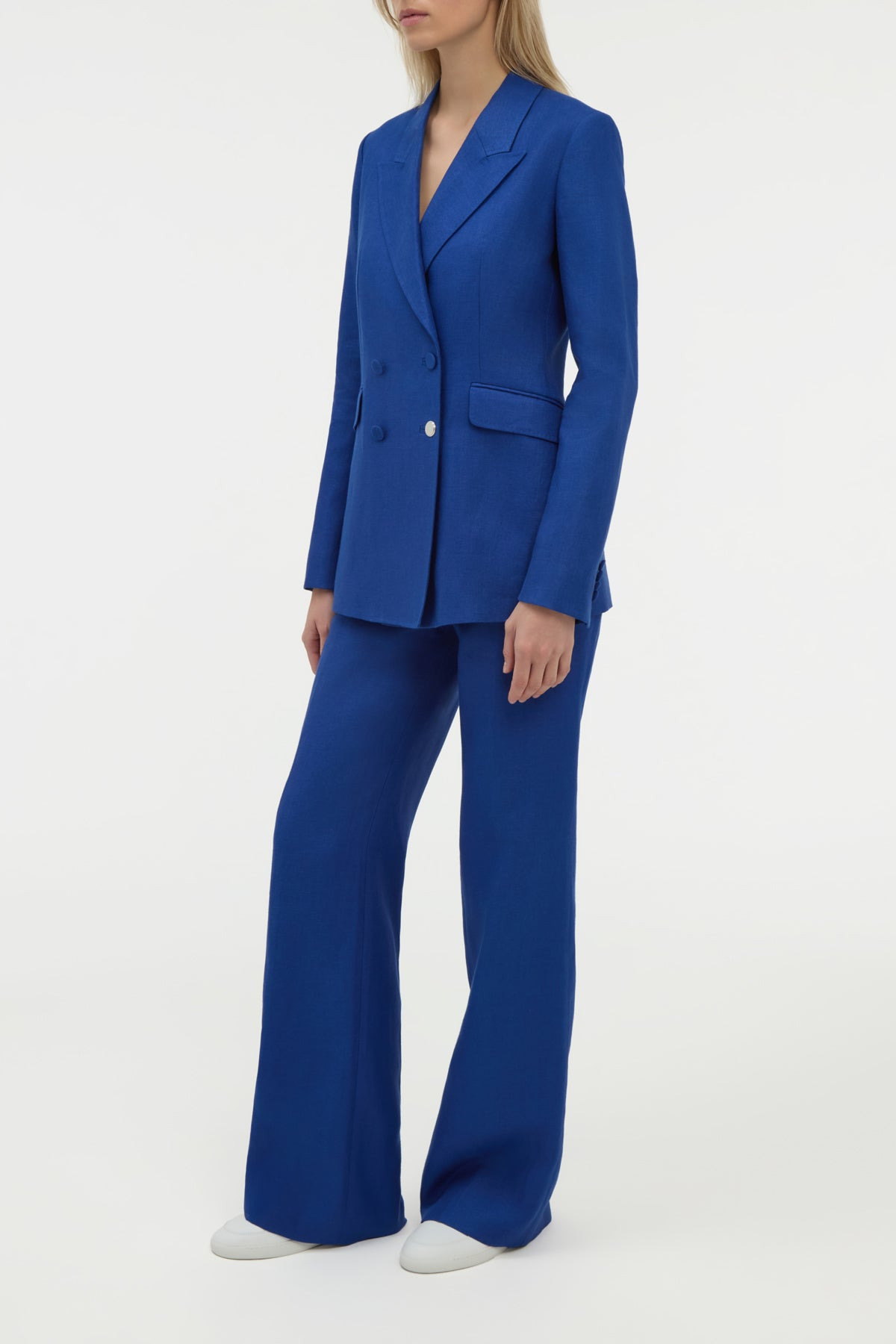 Vesta Flare Pant in Cobalt Linen Twill - 3
