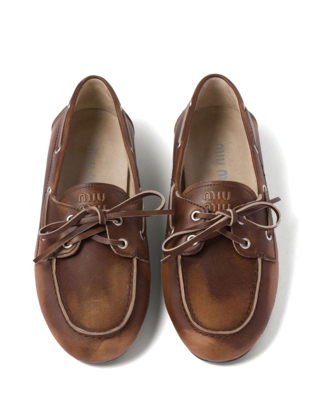 bleached leather loafers - 4