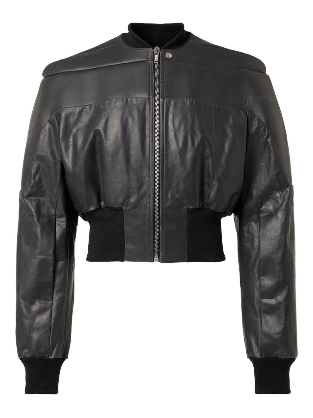 padded-shoulder leather bomber jacket - 1