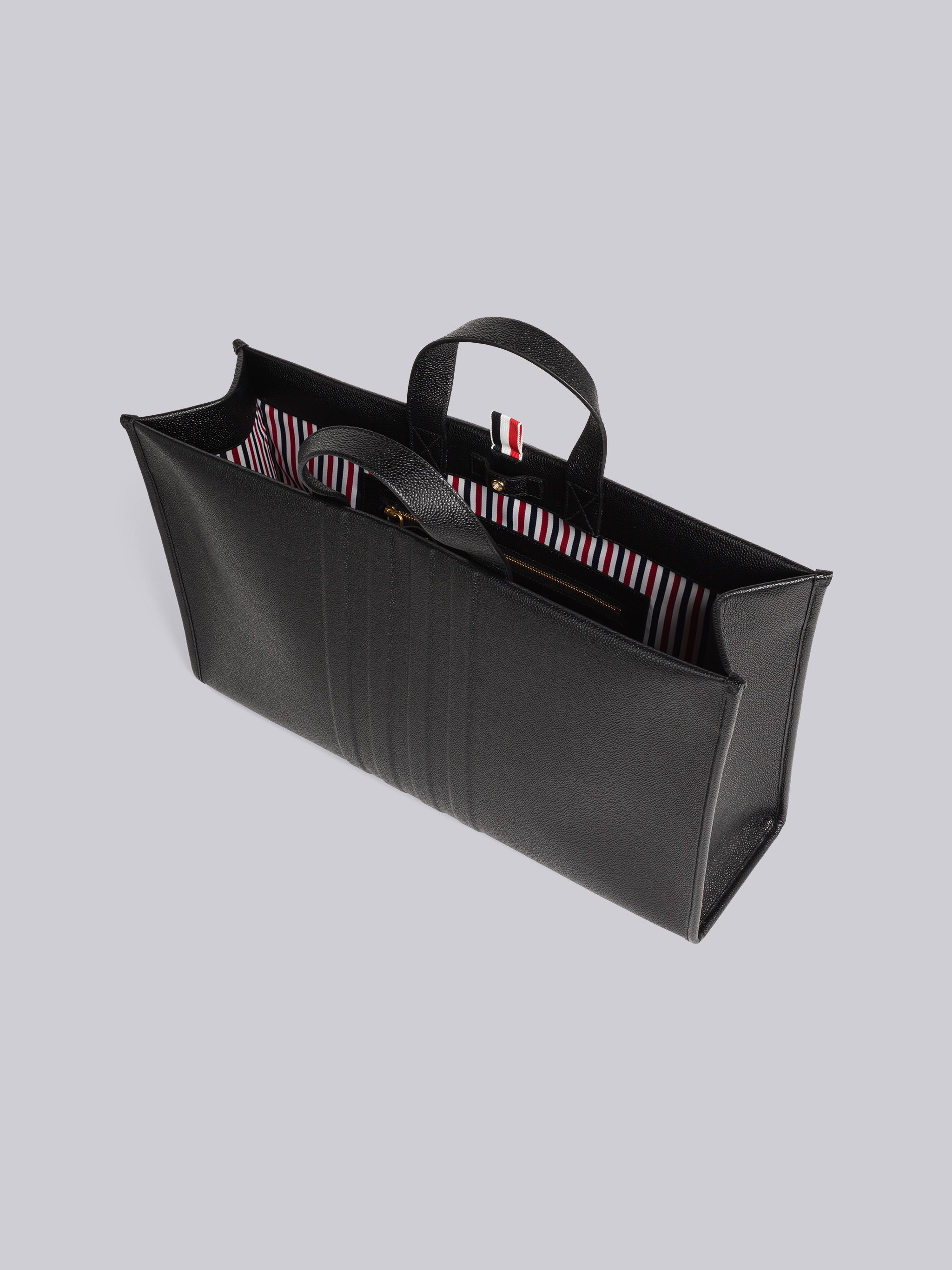 Pebble Grain Leather 4-Bar Squared Tote - 5