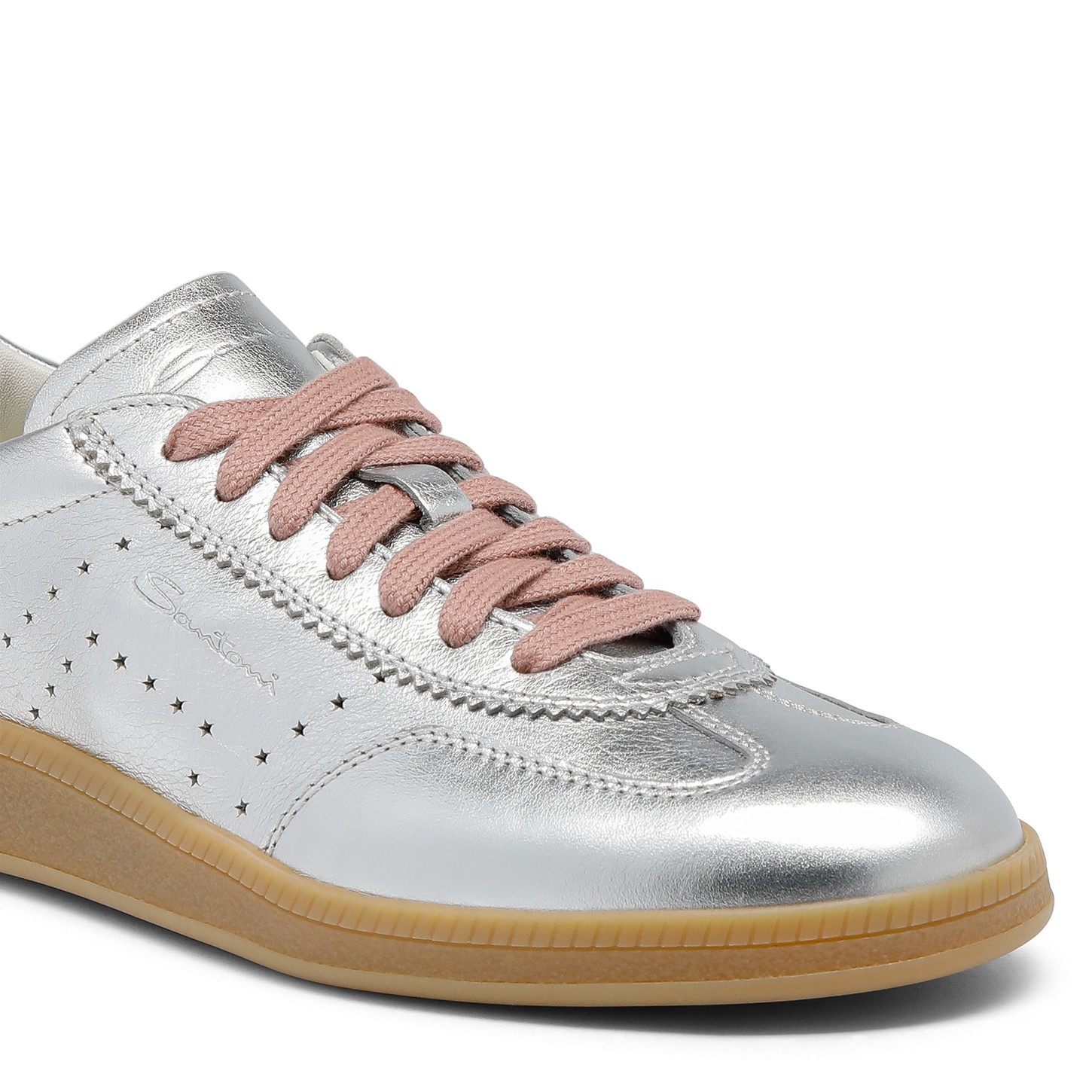 Women's silver laminated leather DBS Oly sneaker - 5