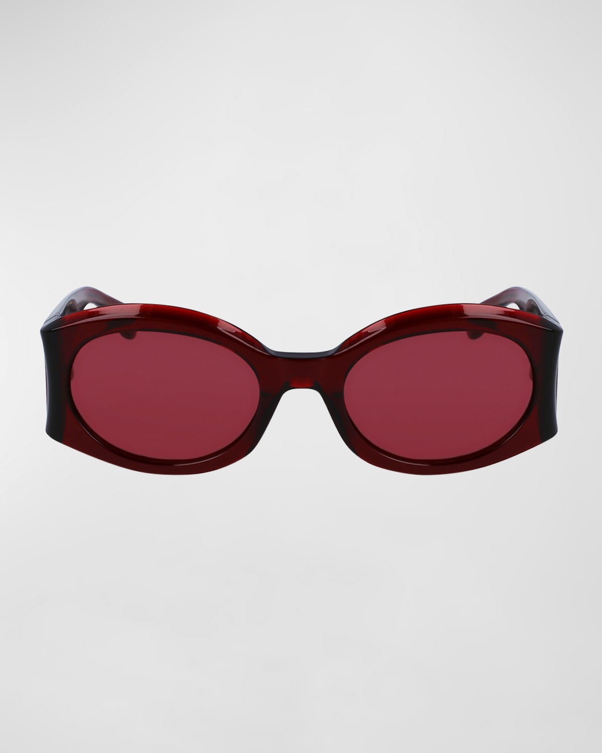 Sculptural Plastic Oval Sunglasses - 3