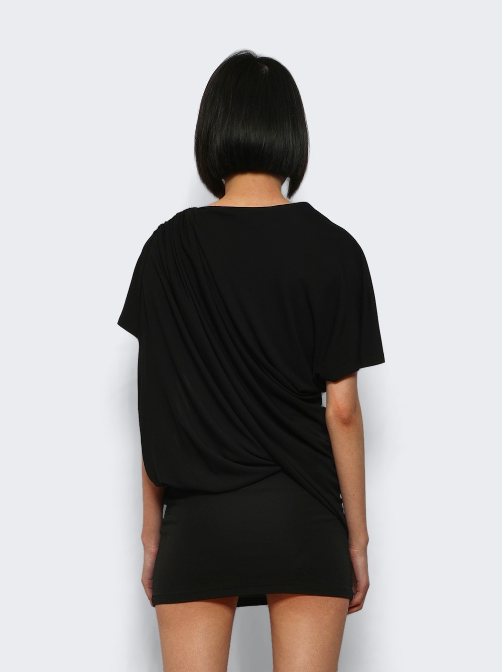 Encased Nature Resin Draped Jersey Dress Black - 4
