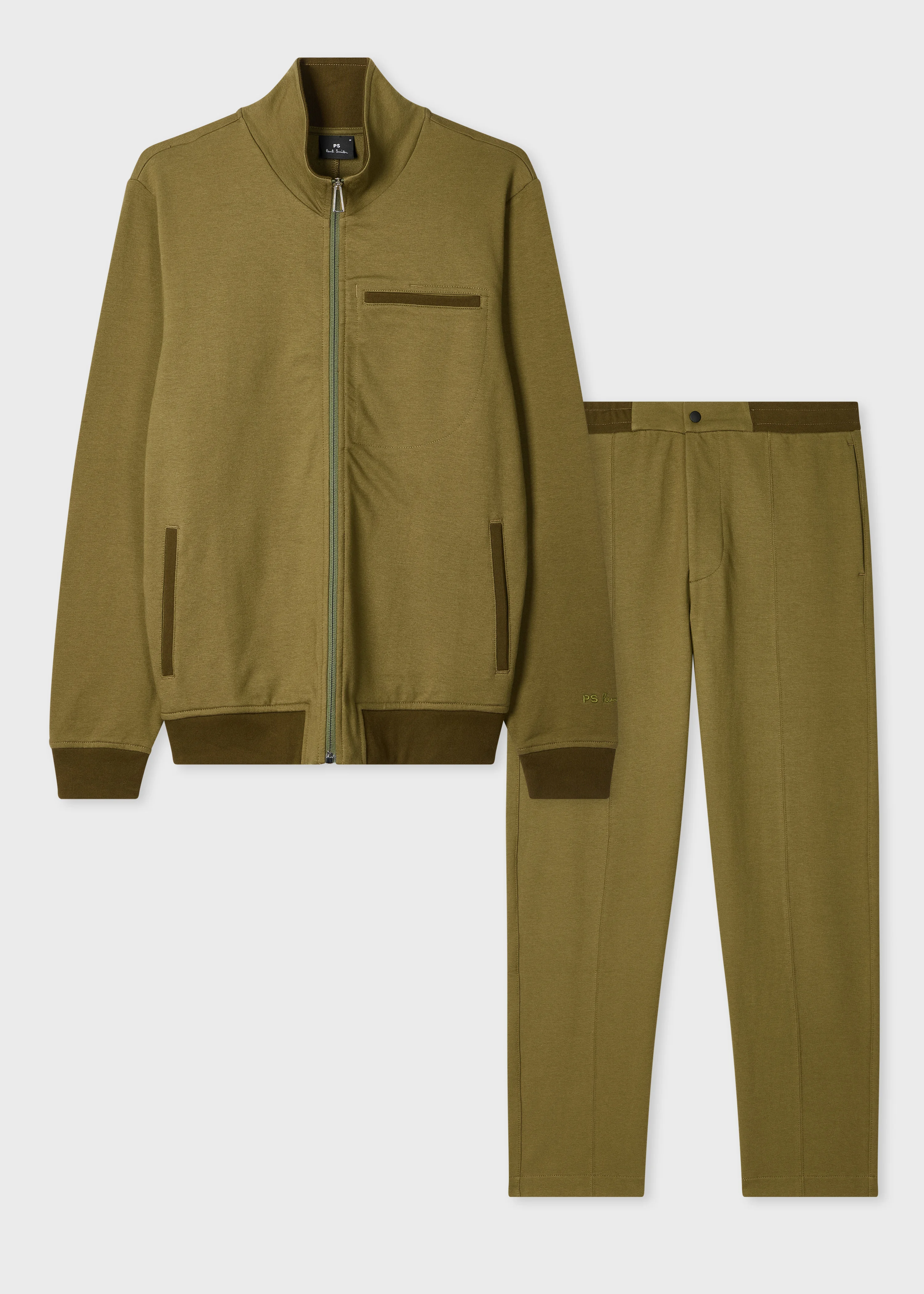 Cotton-Blend Khaki Zip Co-ord - 1