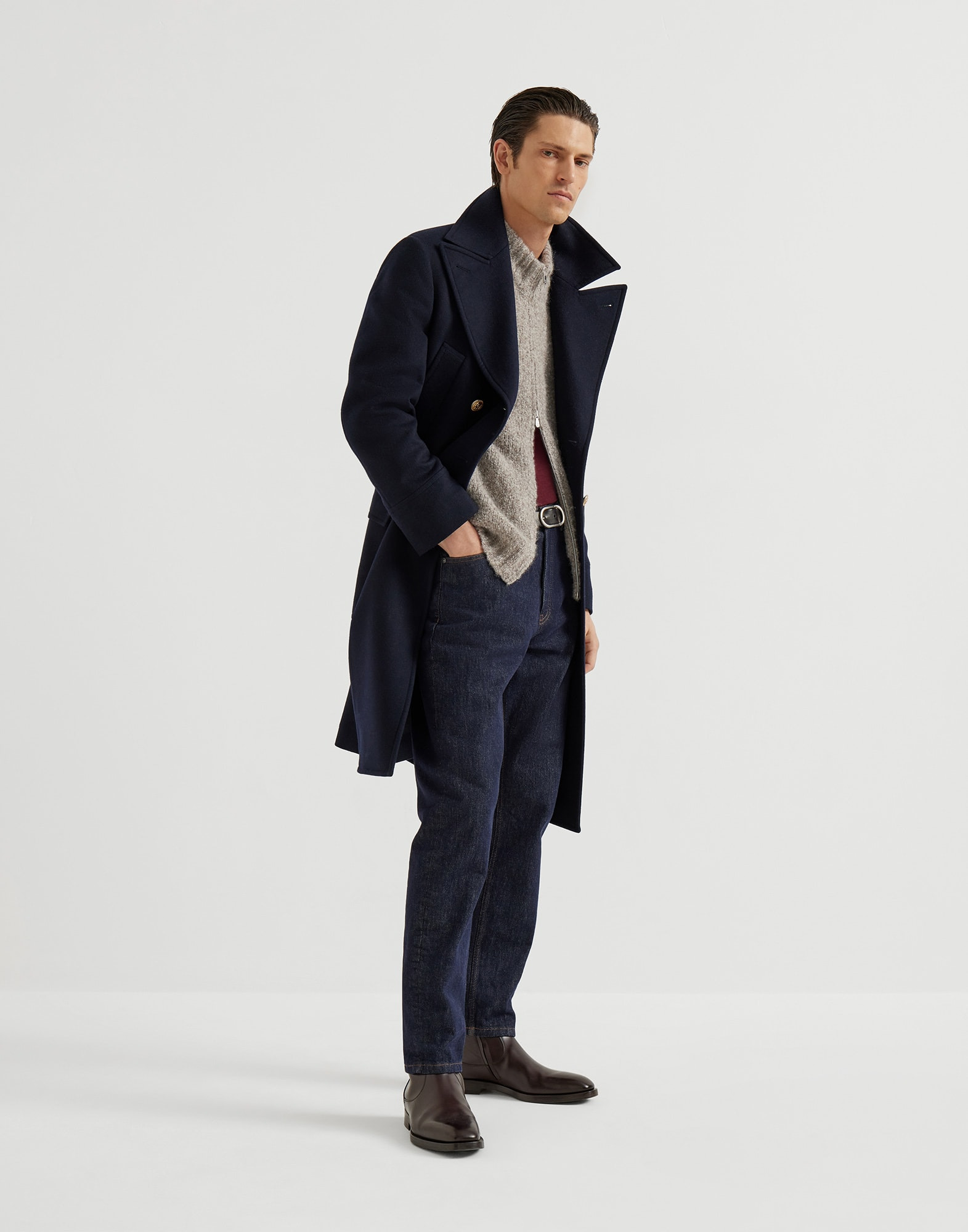 Flecked alpaca, virgin wool and cashmere cardigan with zipper and raglan sleeves - 5