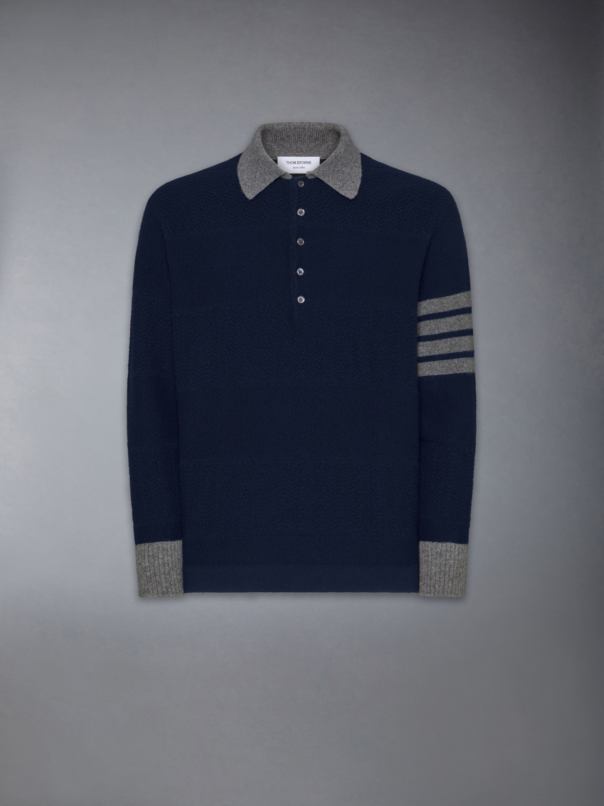 Merino Wool Textured Rugby Stripe 4-Bar Polo - 7