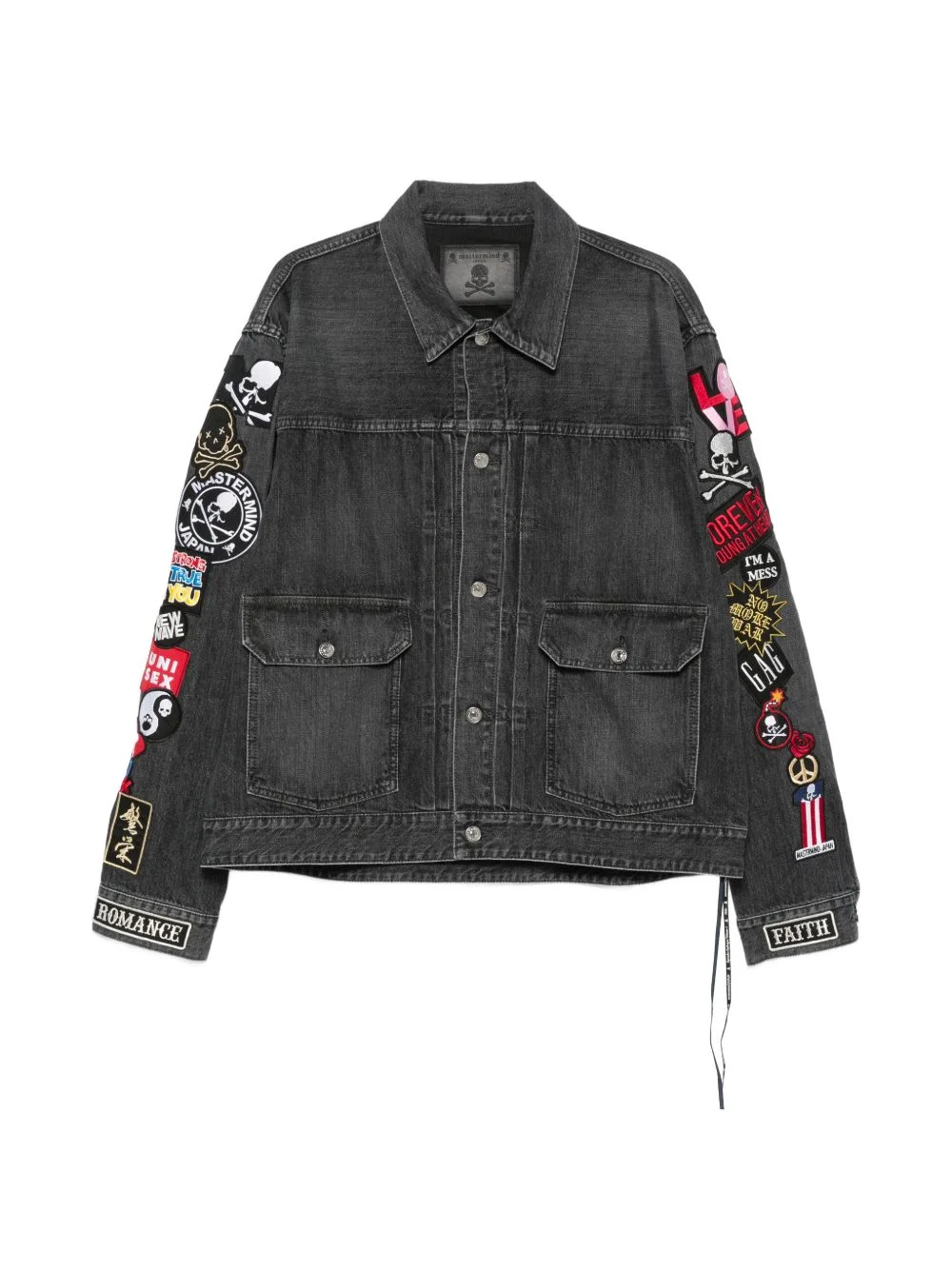 patched denim jacket - 1