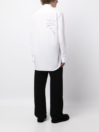Ann Demeulemeester text-print long-sleeves poplin shirt outlook