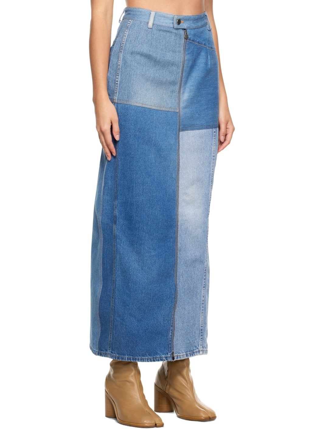Blue Patta Denim Maxi Skirt - 2